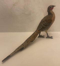 Rare Wonderful Carl Kauba Cold Painted Austrian Bronze Large Pheasant Sculpture
