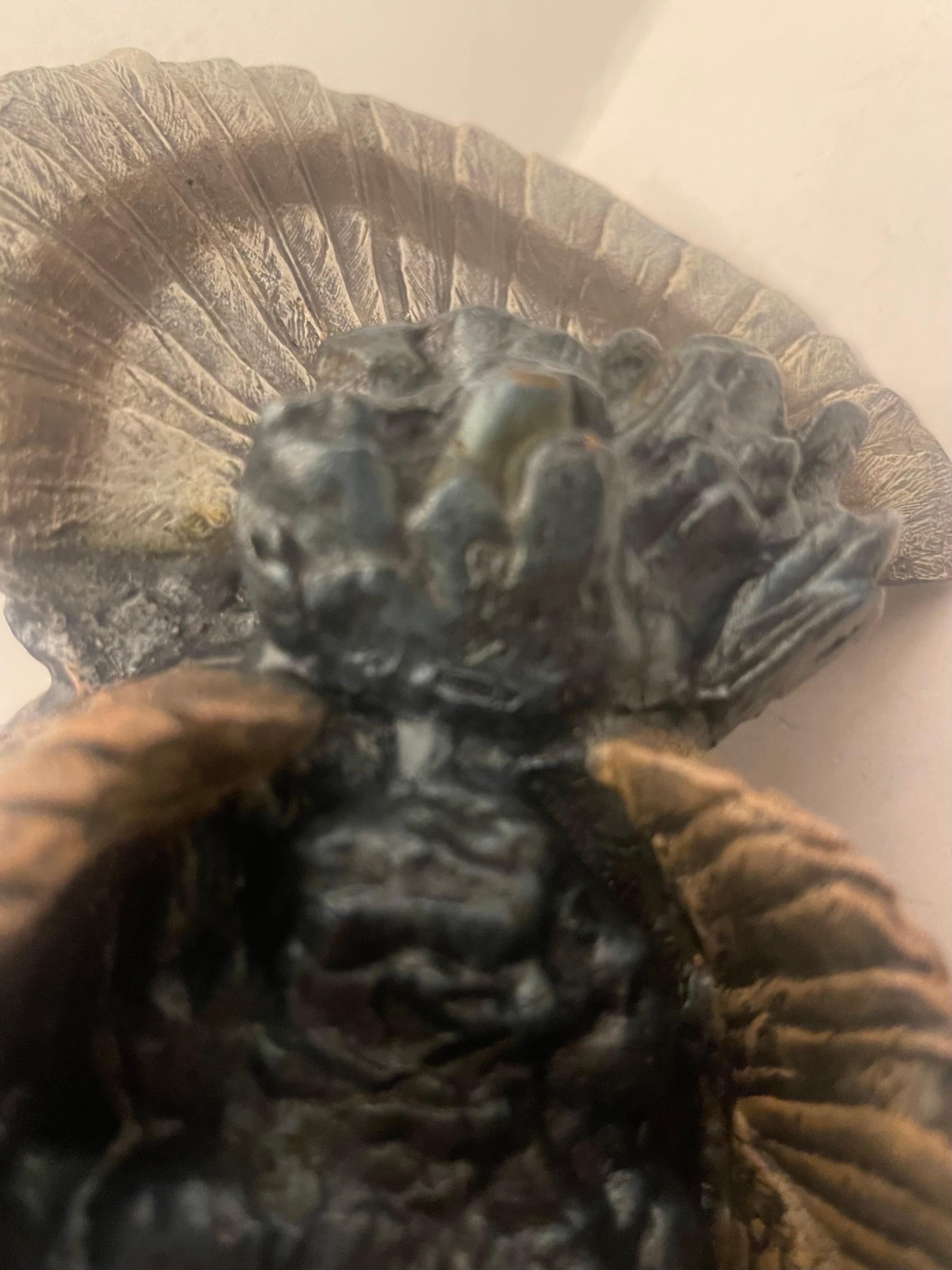 Rara Maravillosa Escultura de Pavo Grande de Bronce Austriaco Pintado en Frío de Franz Bergman Esmaltado