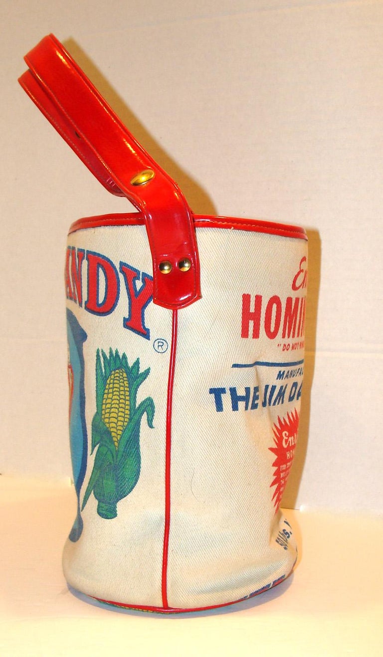 Rare and Wonderful Jim Dandy Hominy Grits Bucket Shoulder Bag For Sale
