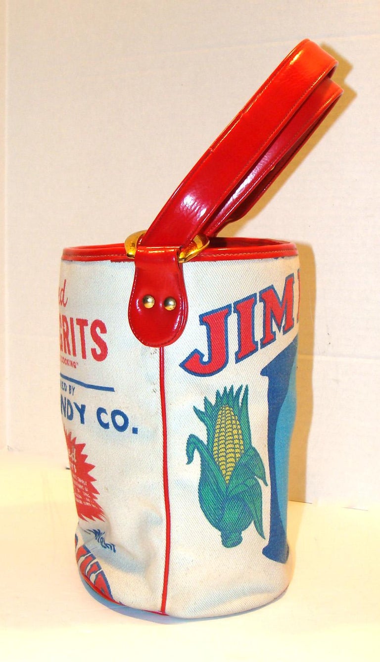 Rare and Wonderful Jim Dandy Hominy Grits Bucket Shoulder Bag For Sale