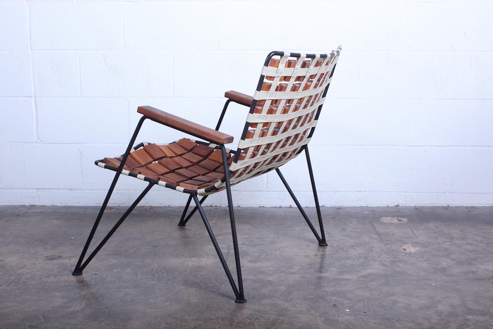 Rare Wood Block Lounge Chair by Maxwell Yellen, 1954 For Sale 3