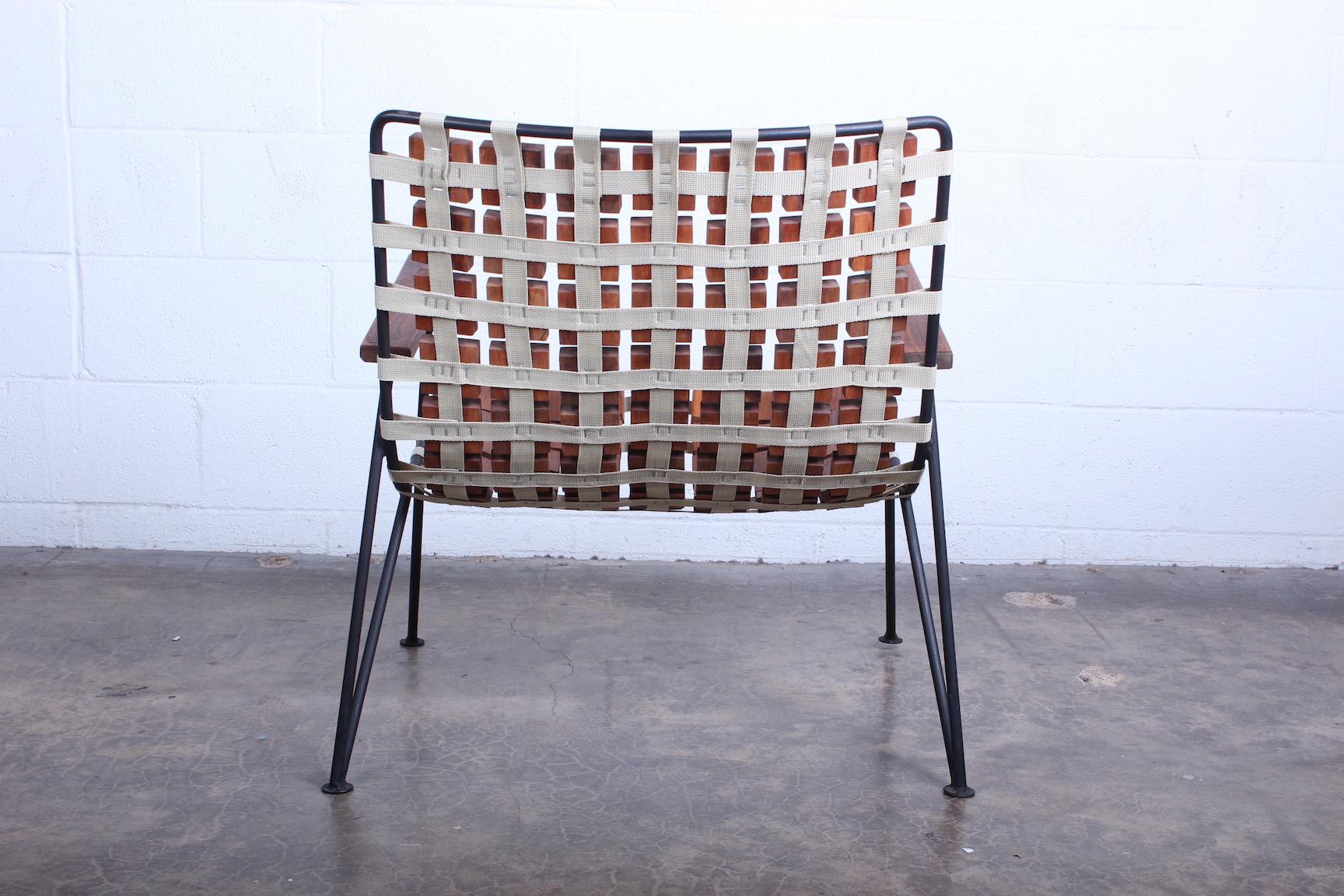 Rare Wood Block Lounge Chair by Maxwell Yellen, 1954 For Sale 4