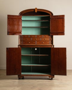 Rare Wood Inlaid Dome Top Doctors Cabinet, Circa 1840