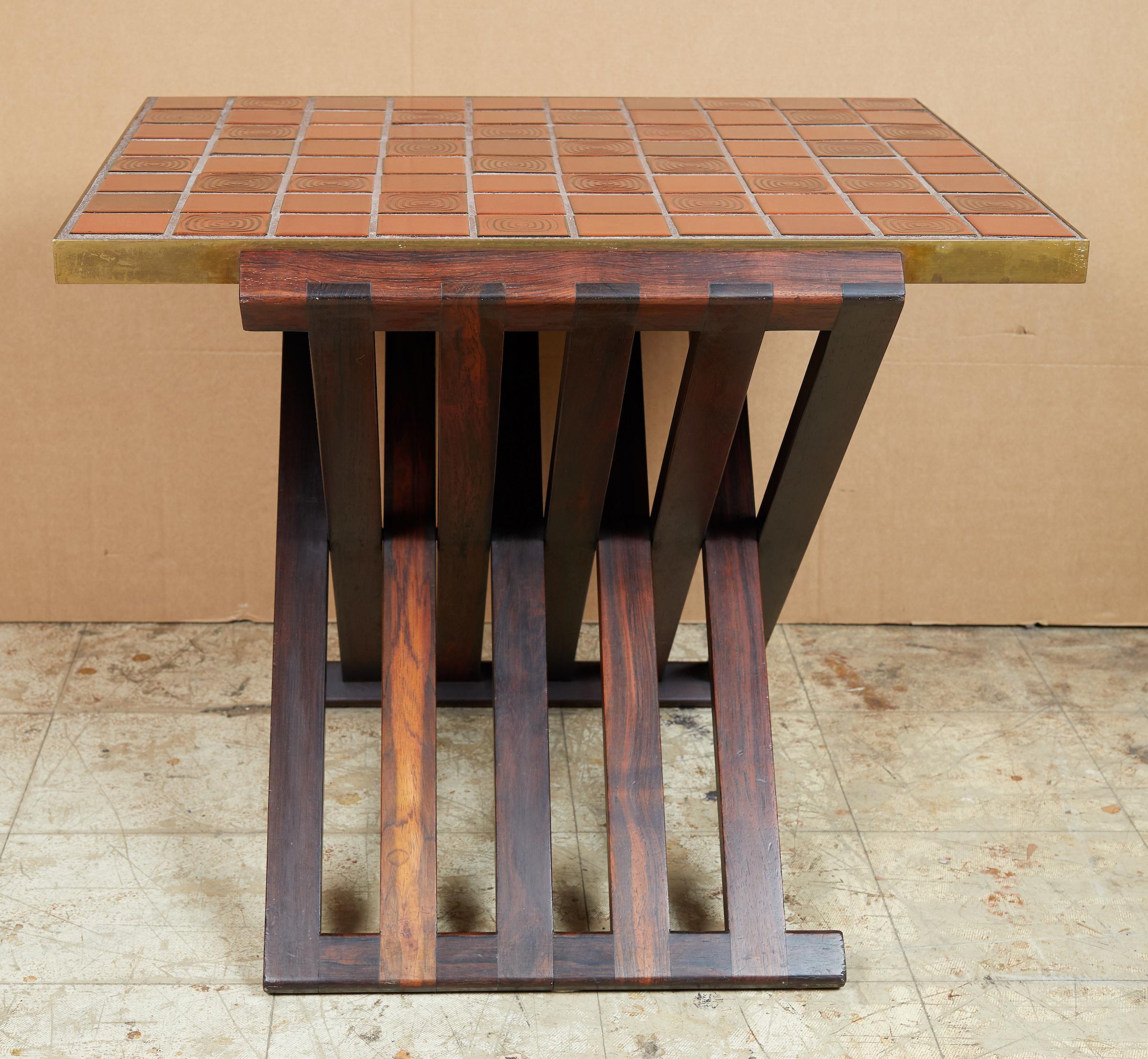 Rare Wood X-Form Folding Tile Top Table by Edward Wormley for Dunbar 2