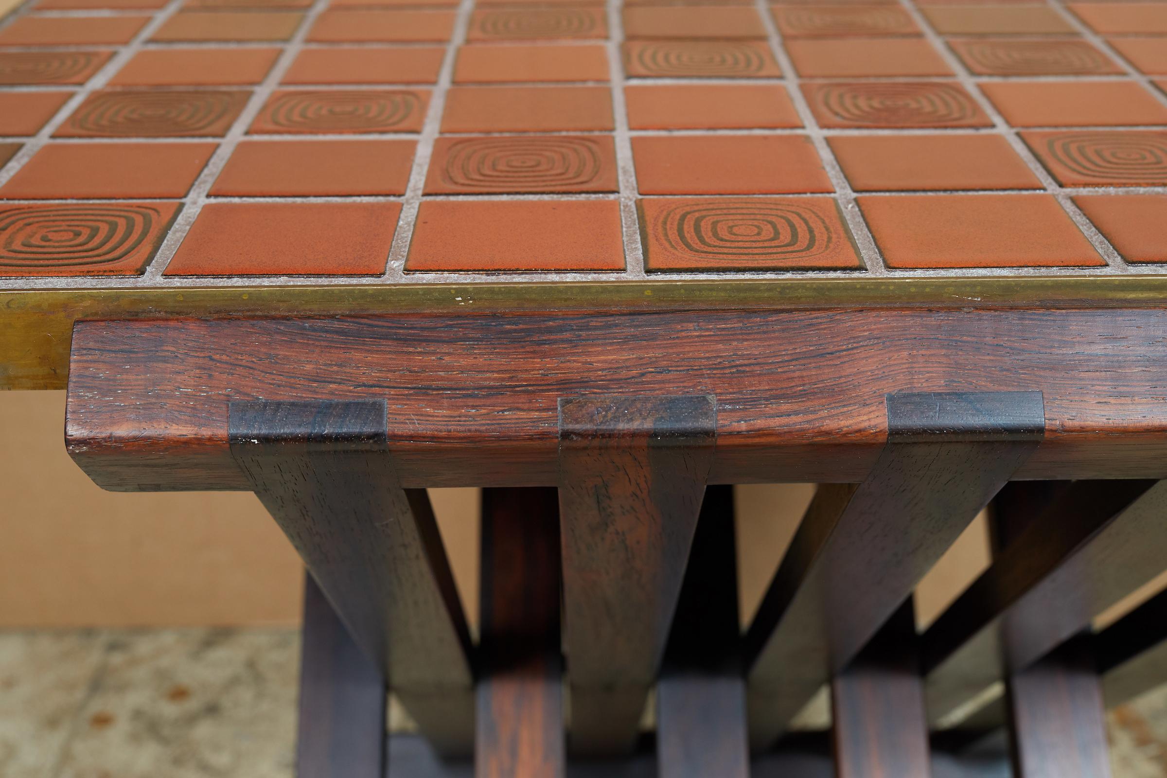Rare Wood X-Form Folding Tile Top Table by Edward Wormley for Dunbar 3