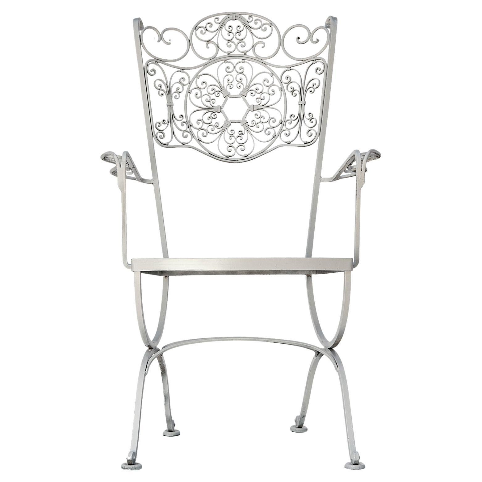  Rare Woodard Andalusian Iron Patio Chair Armchair For Sale