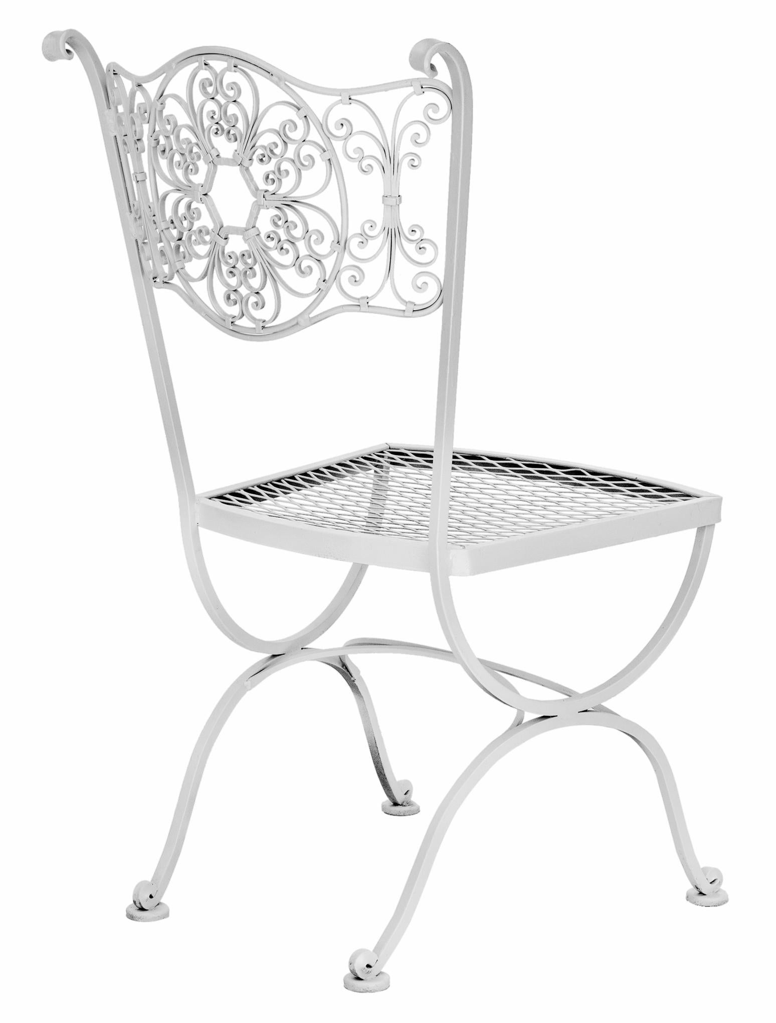  Rare Woodard Andalusian Iron Patio Chairs set/5 In Good Condition For Sale In Malibu, CA