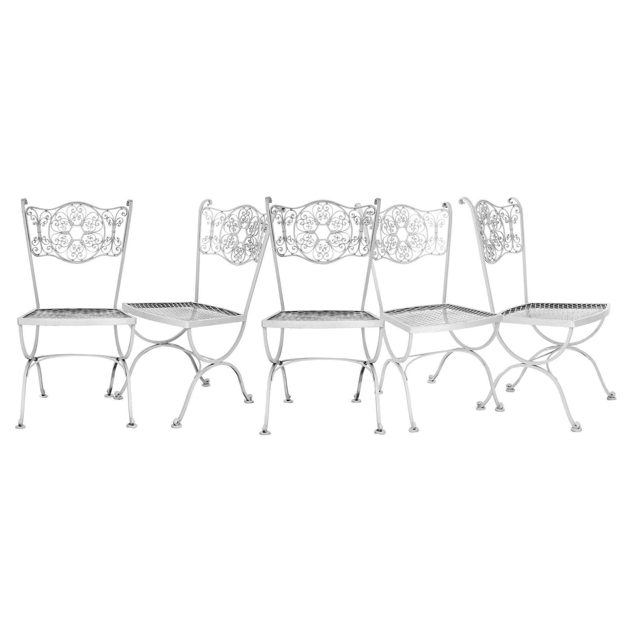  Rare Woodard Andalusian Iron Patio Chairs set/5 For Sale