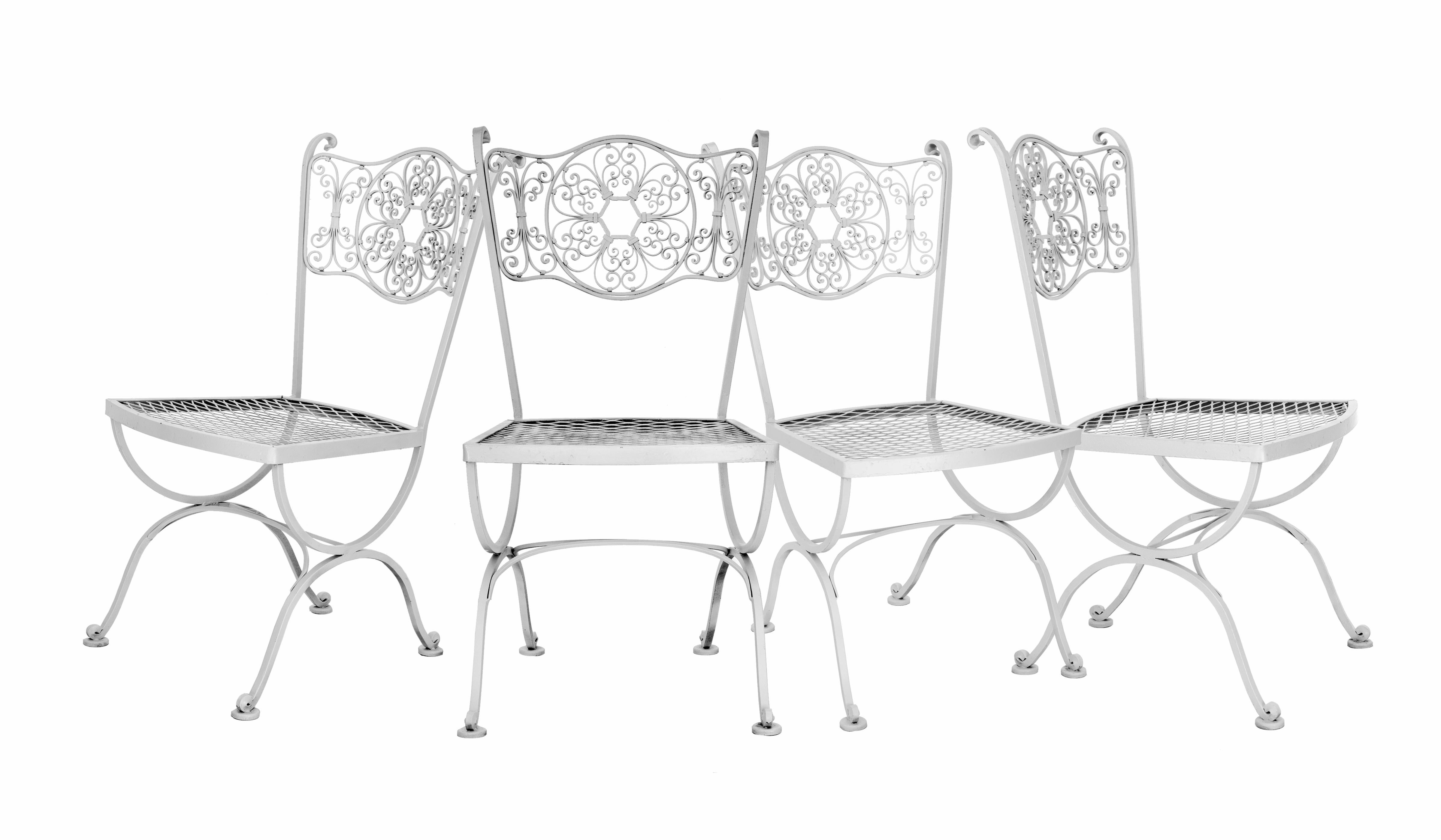 Forged  Rare Woodard Andalusian Iron Patio Set/5 For Sale