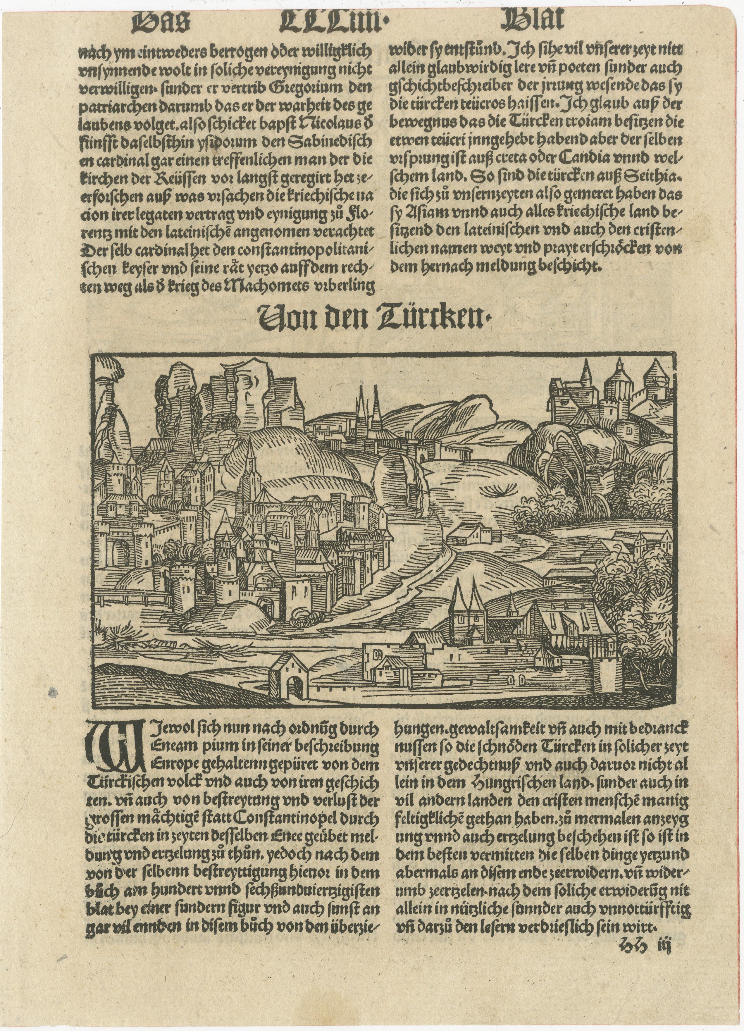 Rare Woodcuts of Macedonia and the Turks from the Nuremberg Chronicle, 1493 In Good Condition For Sale In Langweer, NL