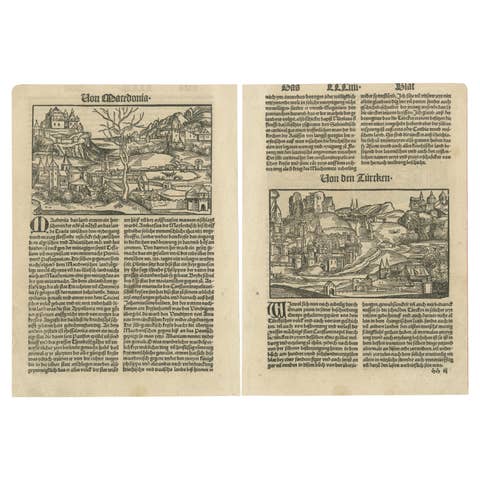 Rare Woodcuts of Macedonia and the Turks from the Nuremberg Chronicle, 1493