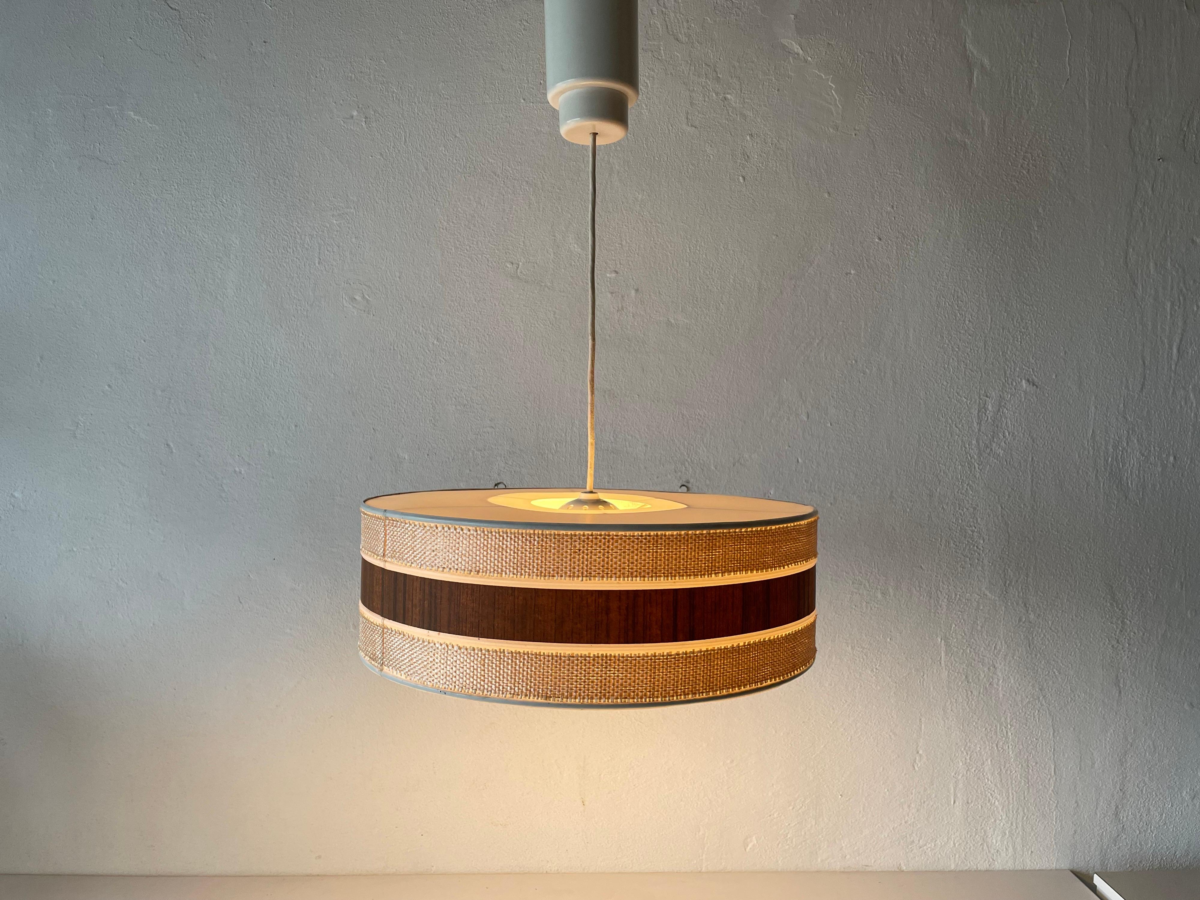Rare Wooden and Fabric Mid-Century Pendant Lamp by Temde, 1960s Germany 5