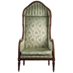 Antique Rare Wooden Armchair Carved with Foliage