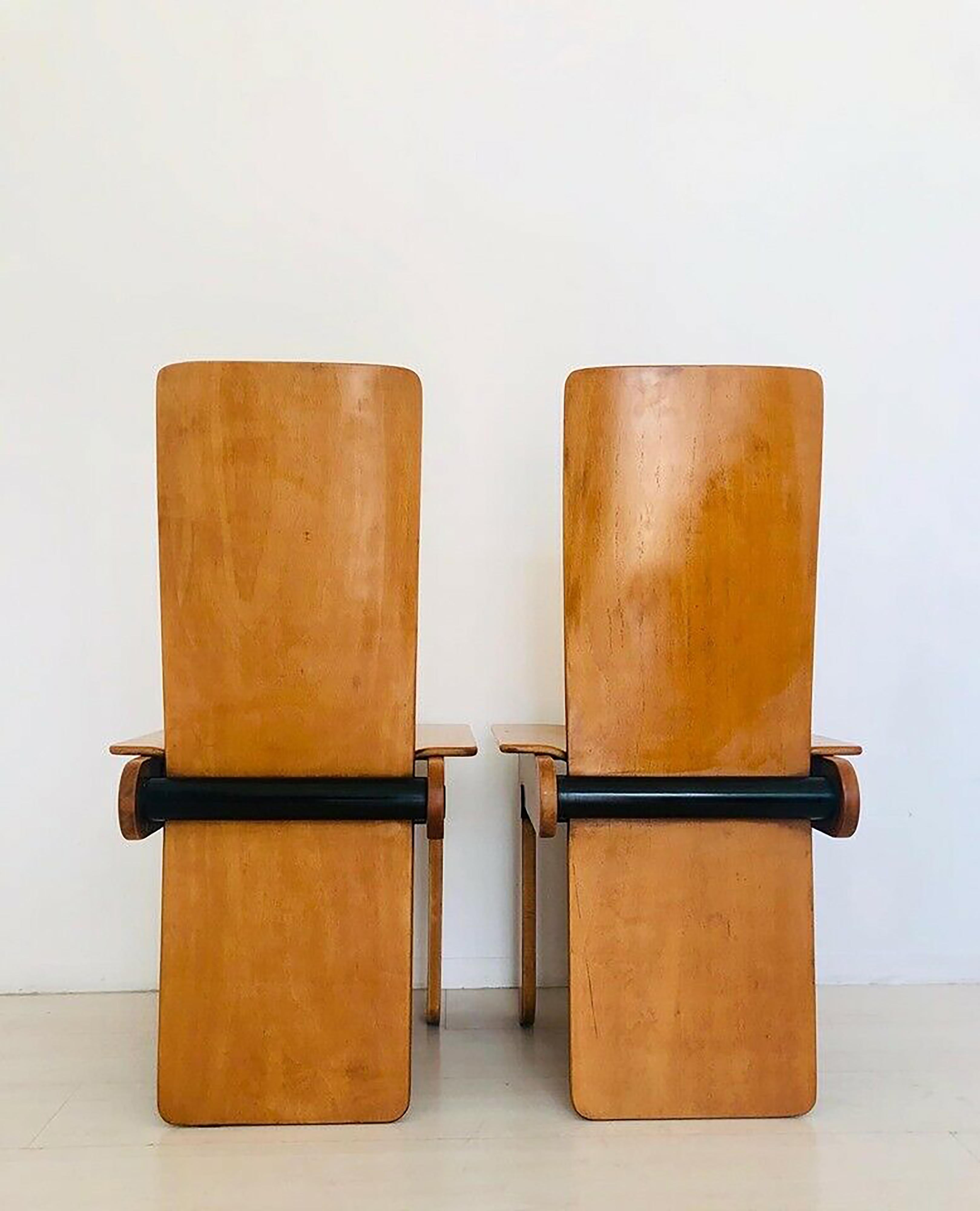 Rare Wooden Chairs, Set of 4, by Carlo Scarpa for Gavina, 1970s In Good Condition In Roma, IT