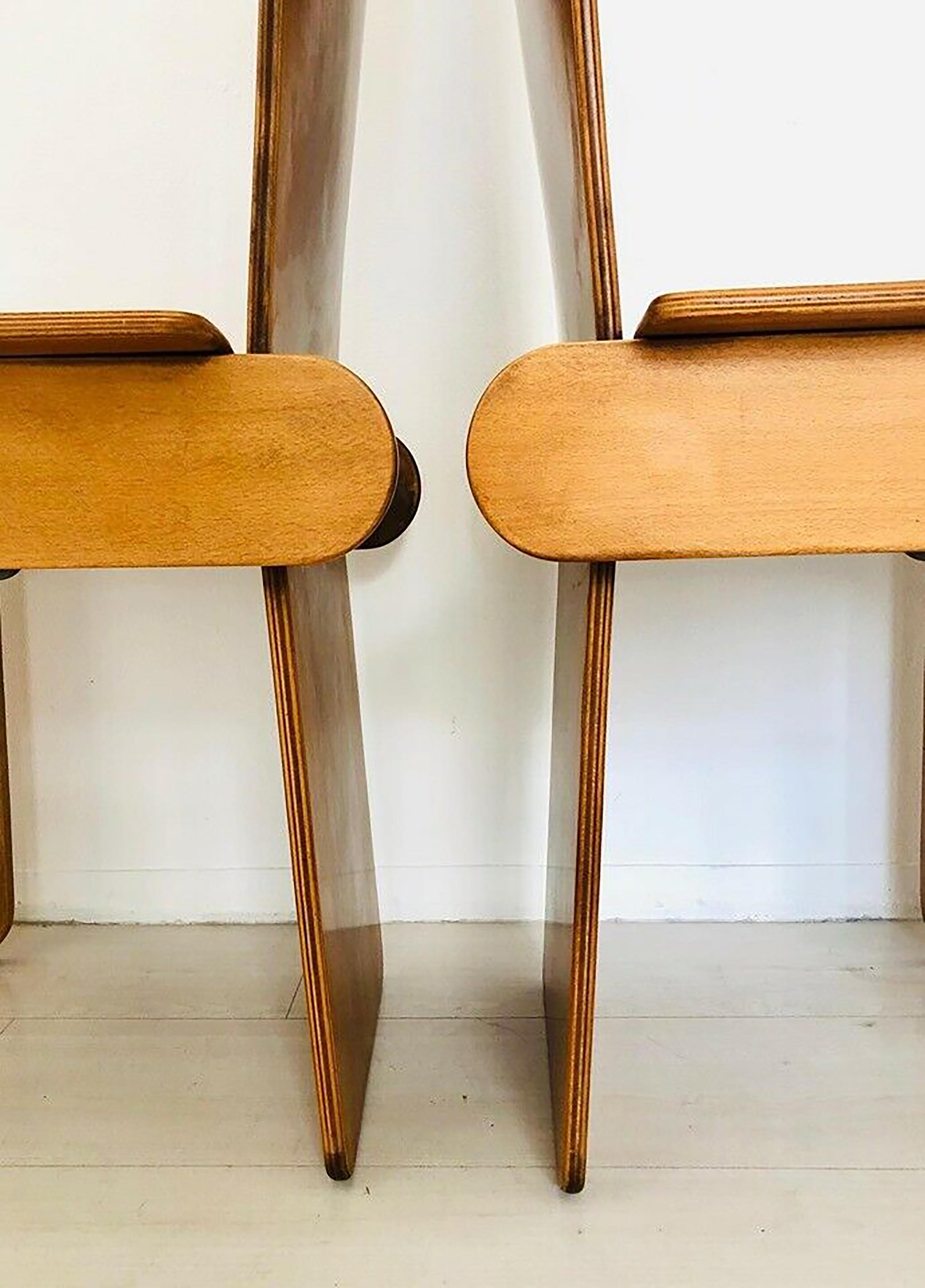 Late 20th Century Rare Wooden Chairs, Set of 4, by Carlo Scarpa for Gavina, 1970s