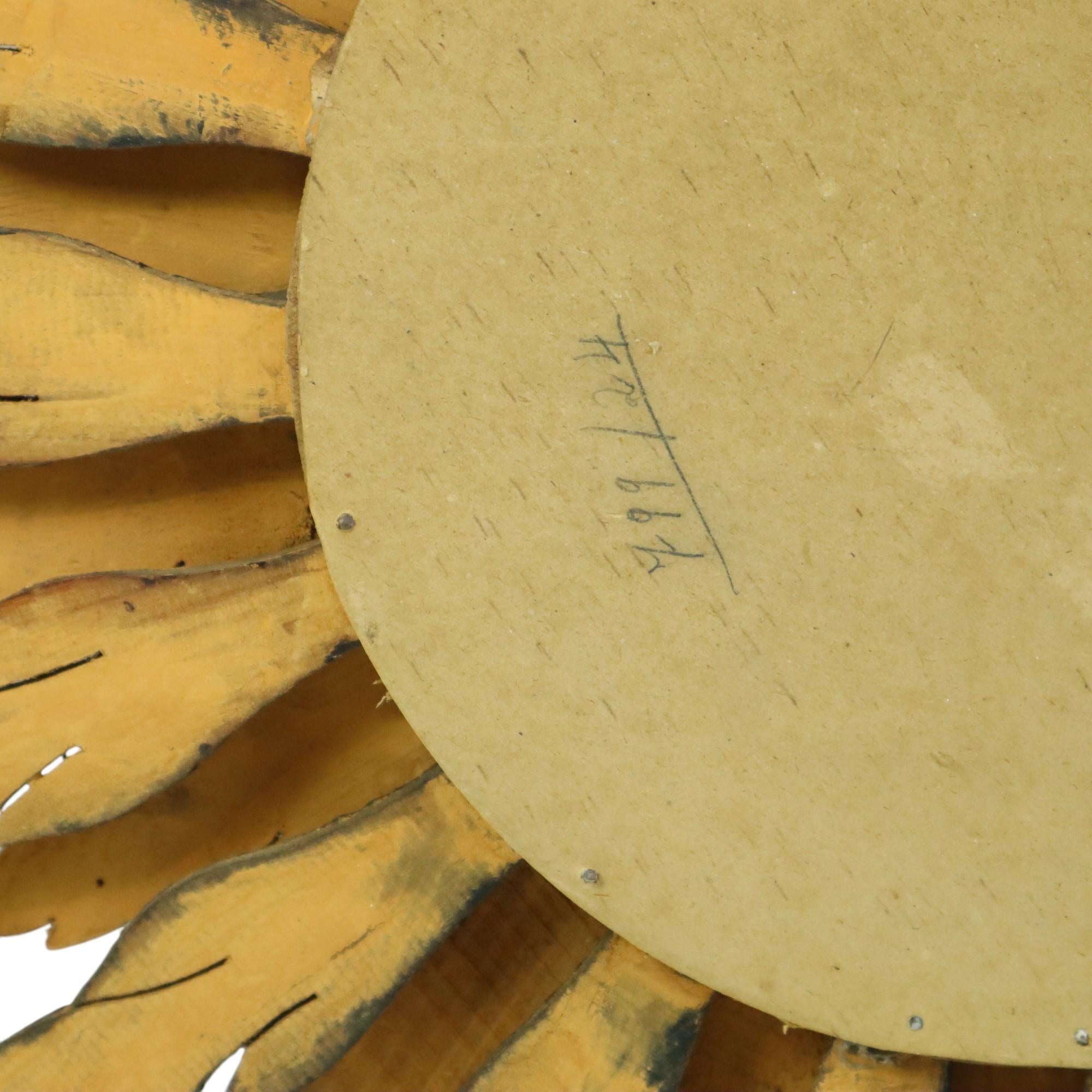 Rare Wooden Sun Mirror Sunburst XL Gold Convex 71cm 12