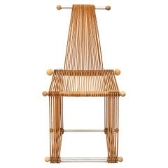 Rare Wooden Vintage Slatted Popstical Stick Design Chair, Prototype, 1980s