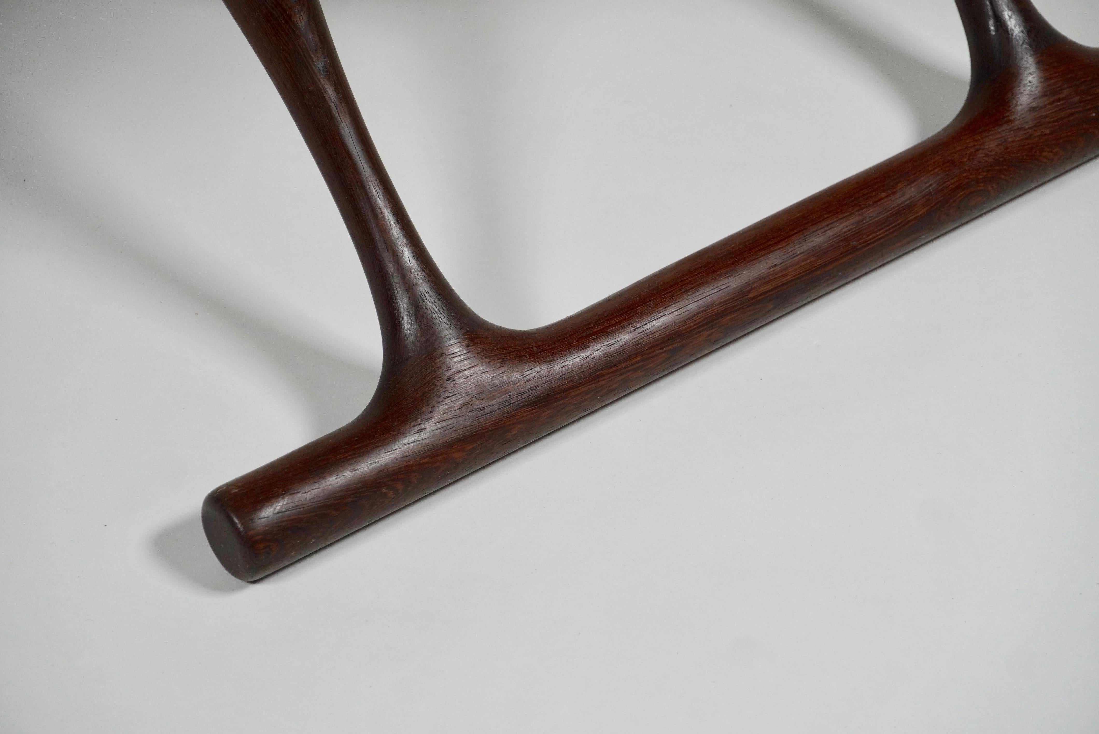 Hand-Crafted Rare Woods African Wenge and Suede Poul Hundevad Folding Stool PH43 of Denmark