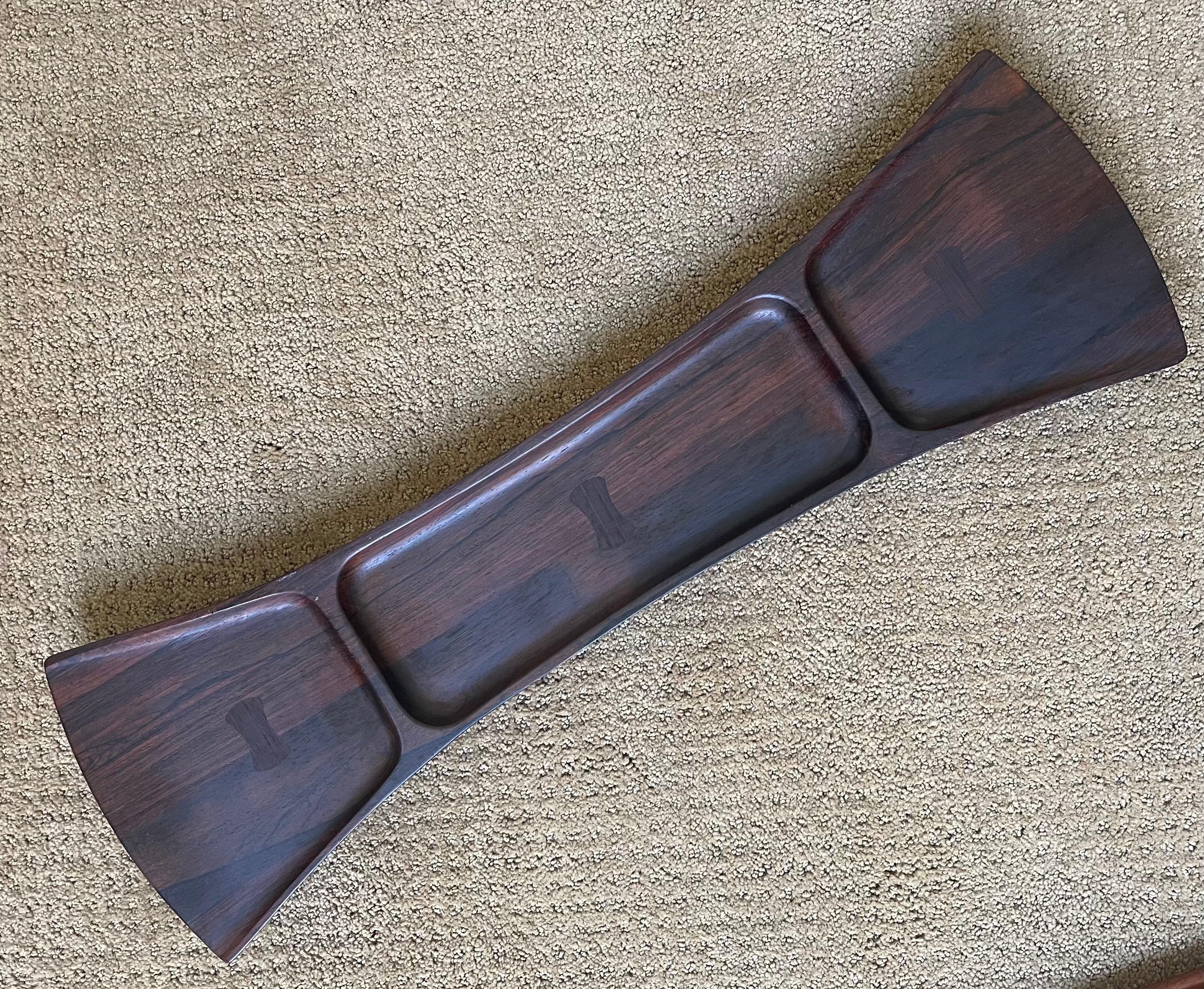 Mid-Century Modern Rare Woods Palisander Rosewood Bow Tie Tray by Jens Quistgaard for Dansk