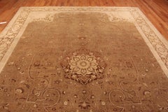Rare Wool and Cotton Pile Fine Weave Antique Persian Tabriz Rug 10'9" x 14'5"