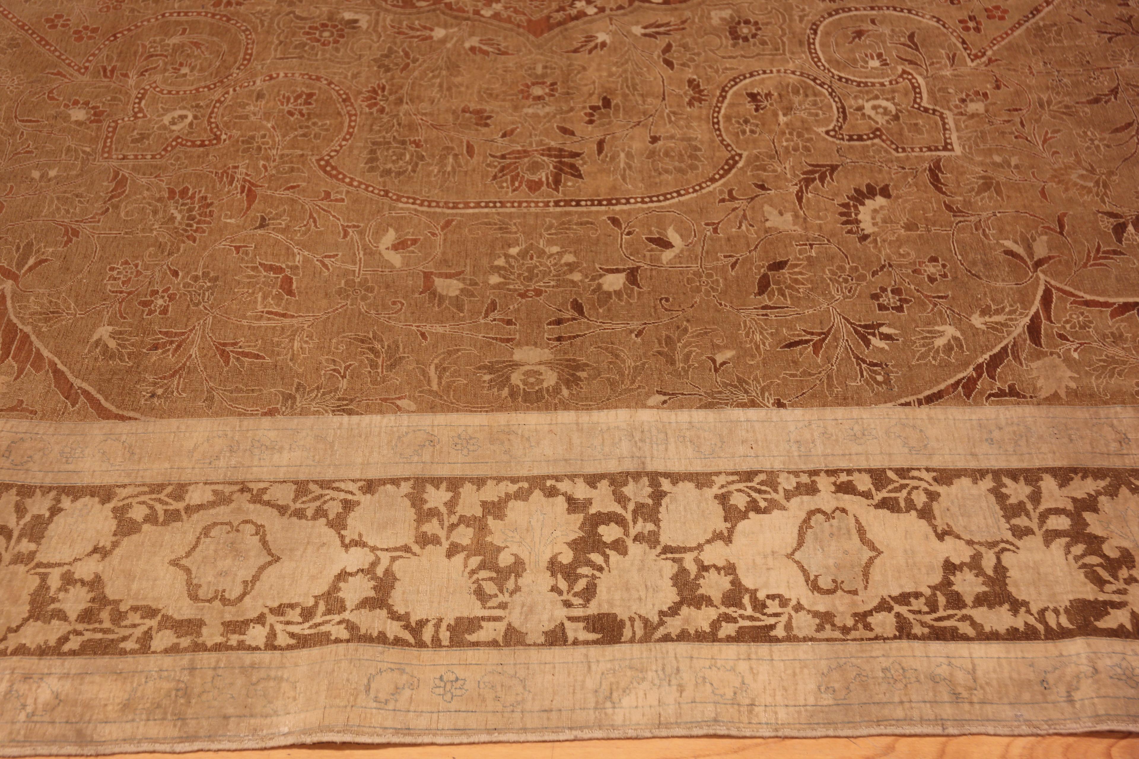 Rare Wool and Cotton Pile Fine Weave Antique Persian Tabriz Rug 10'9