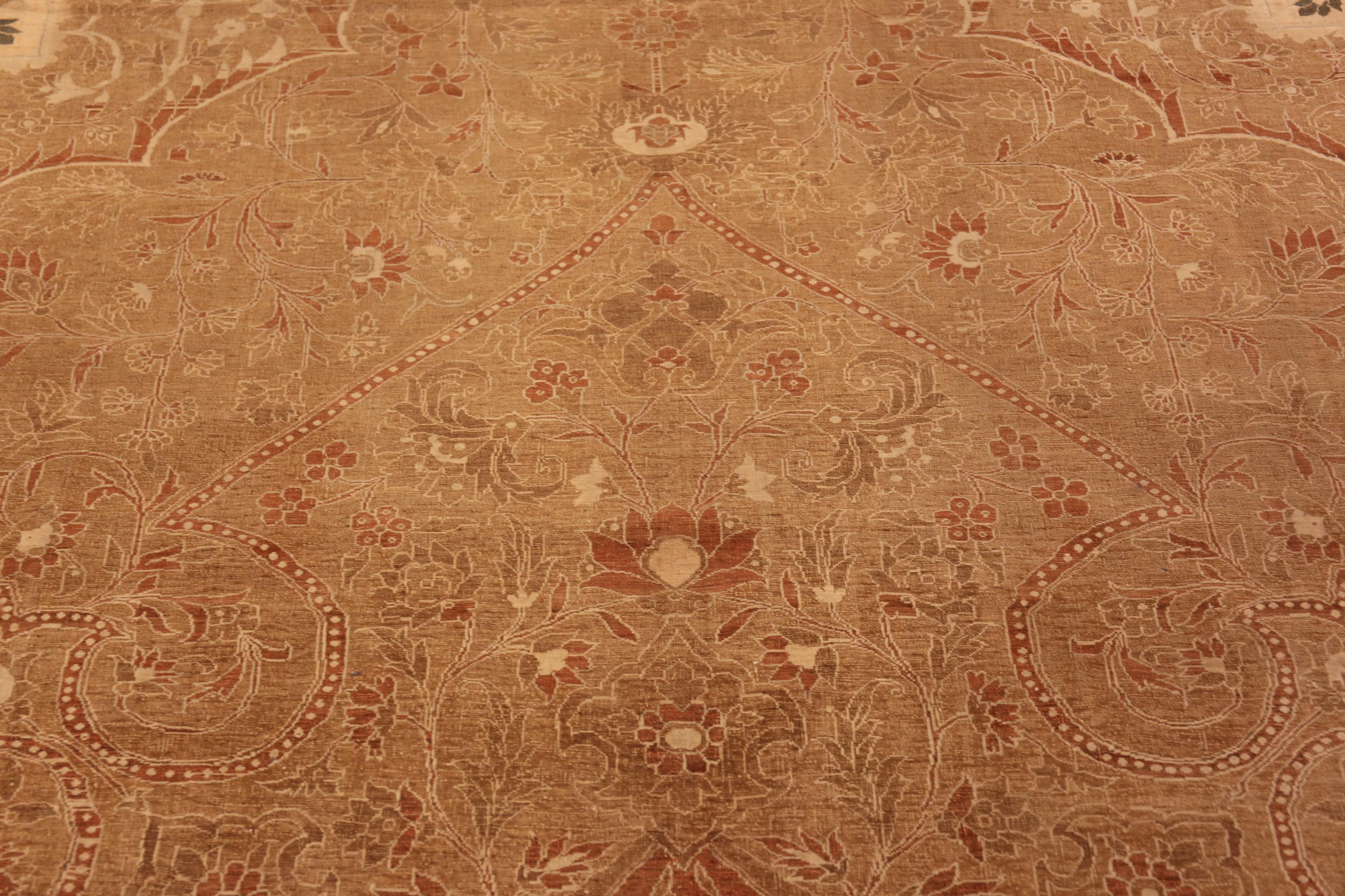 19th Century Rare Wool and Cotton Pile Fine Weave Antique Persian Tabriz Rug 10'9