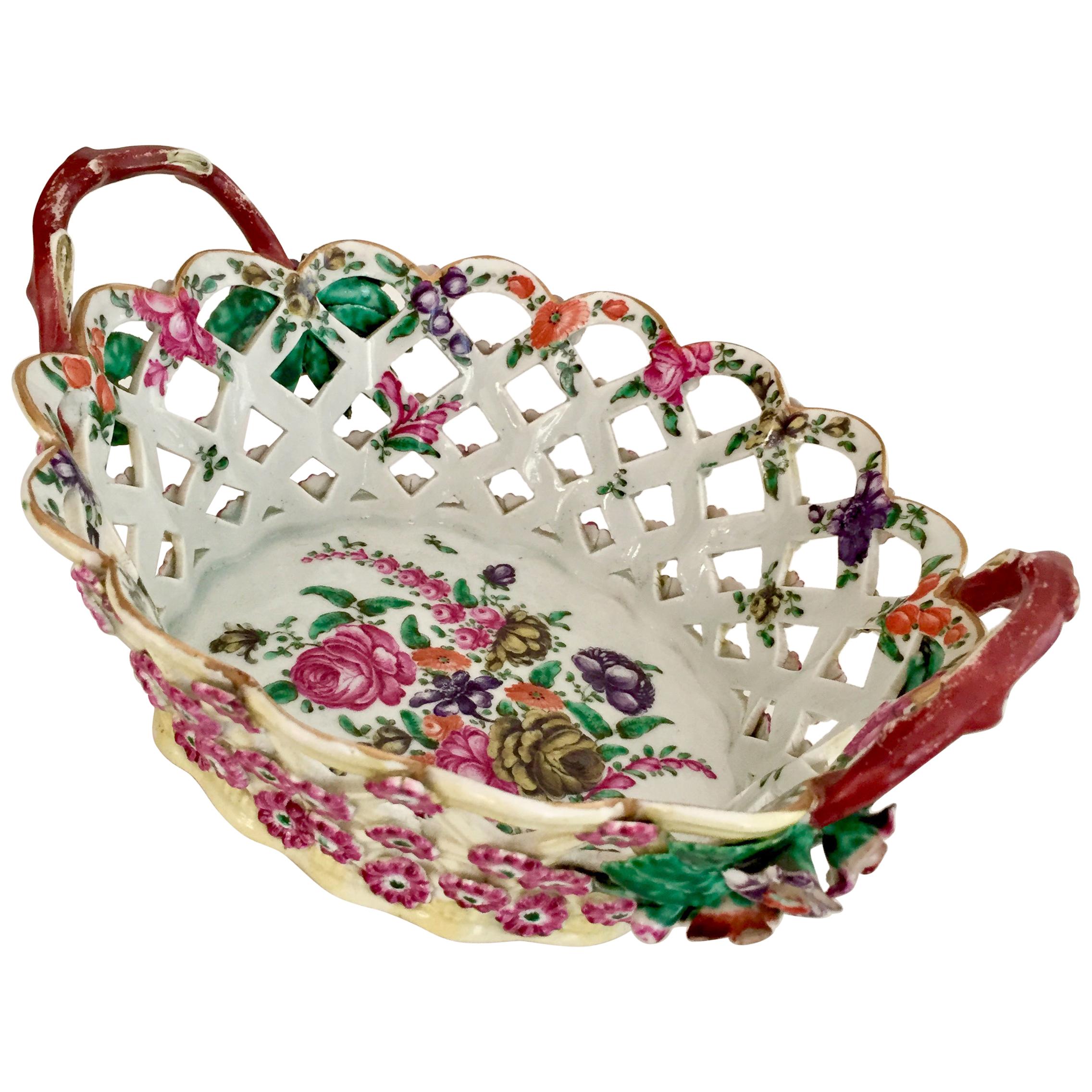 Rare Worcester Chestnut Basket with Provenance, circa 1770