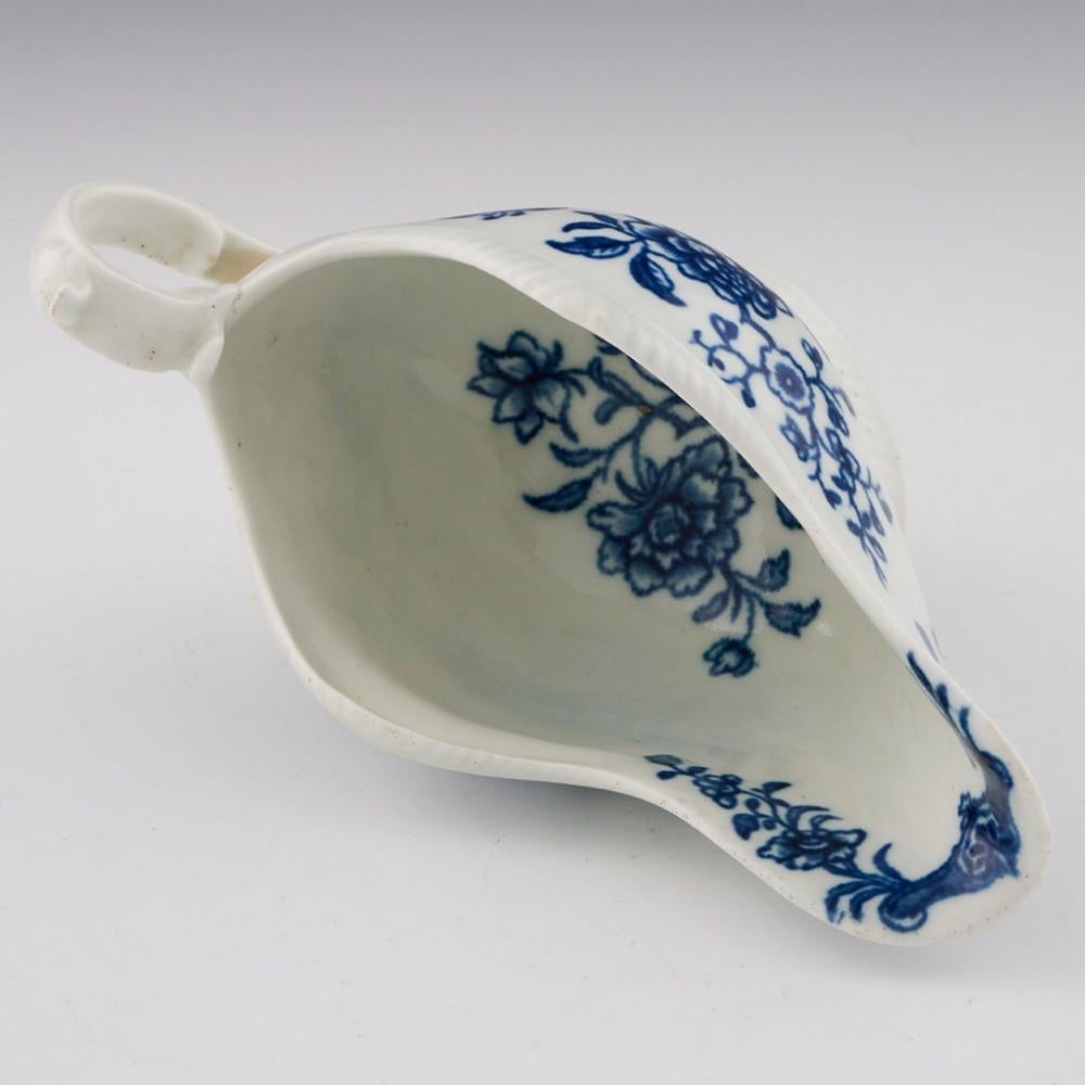 Rare Worcester Porcelain Sauce Boat with Early Flowering Plants Pattern, c1762 In Good Condition In Forest Row, East Sussex