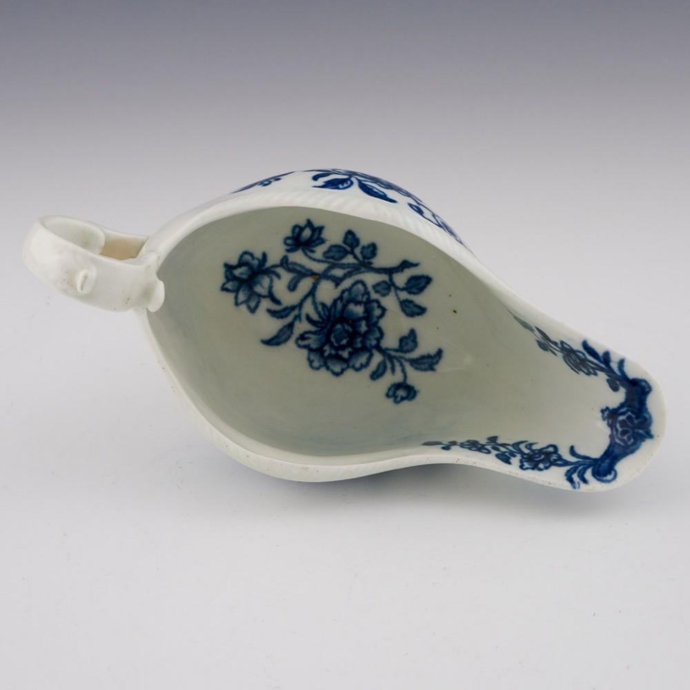Rare Worcester Porcelain Sauce Boat with Early Flowering Plants Pattern, c1762 For Sale 1