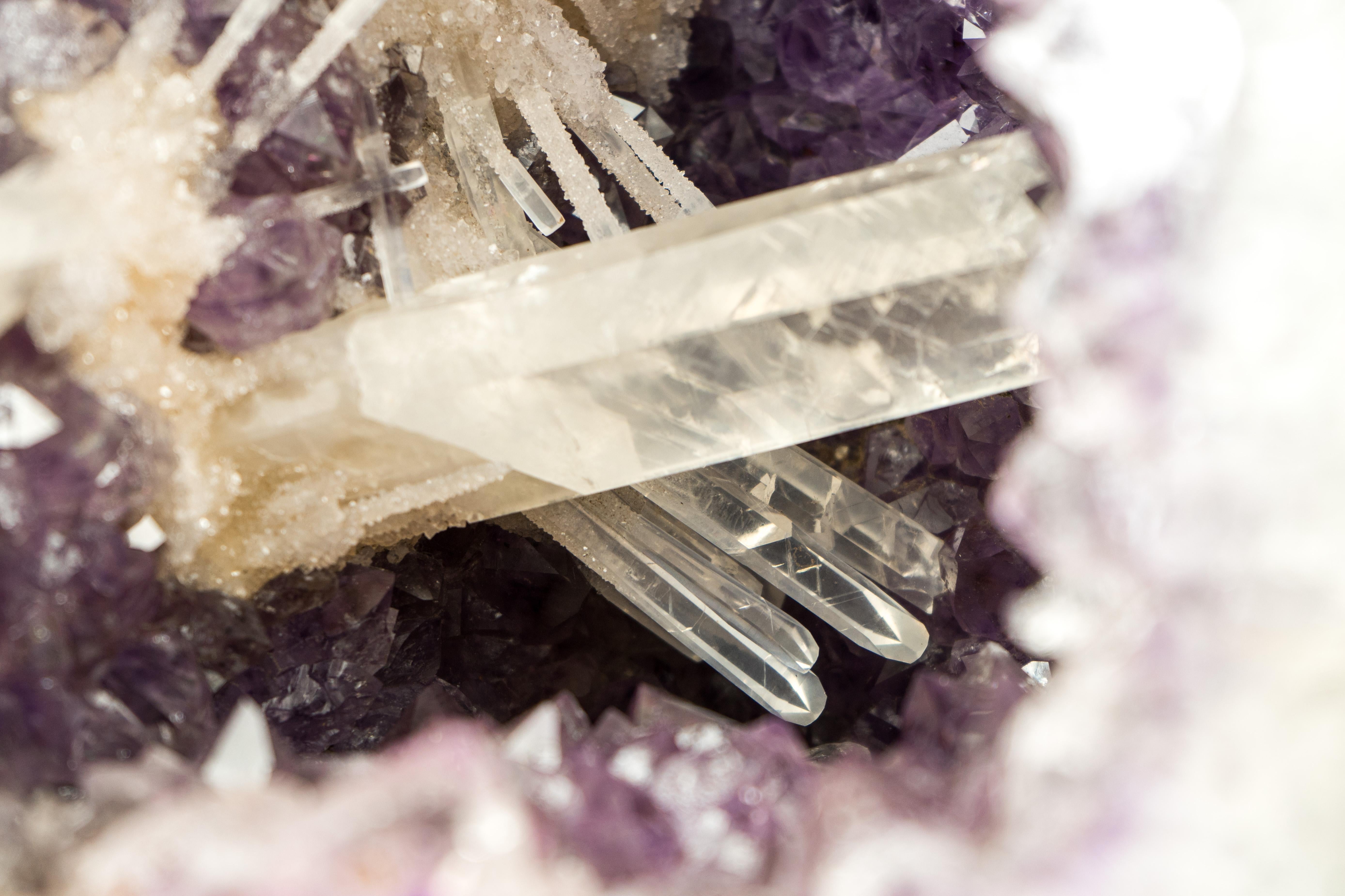 Rare, World-Class Calcite in Intact Amethyst Geode, A Natural Masterpiece For Sale 5