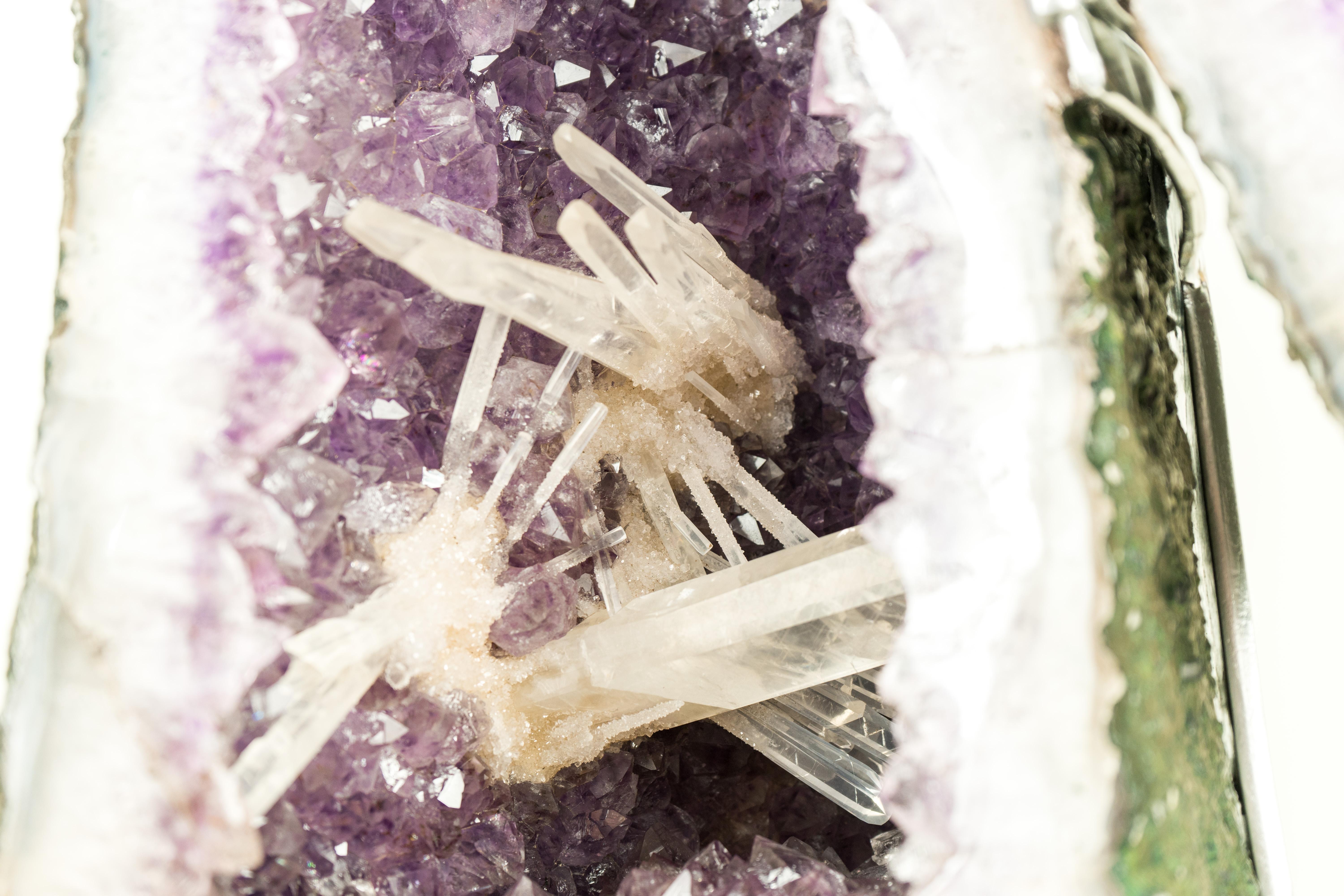 Rare, World-Class Calcite in Intact Amethyst Geode, A Natural Masterpiece For Sale 7