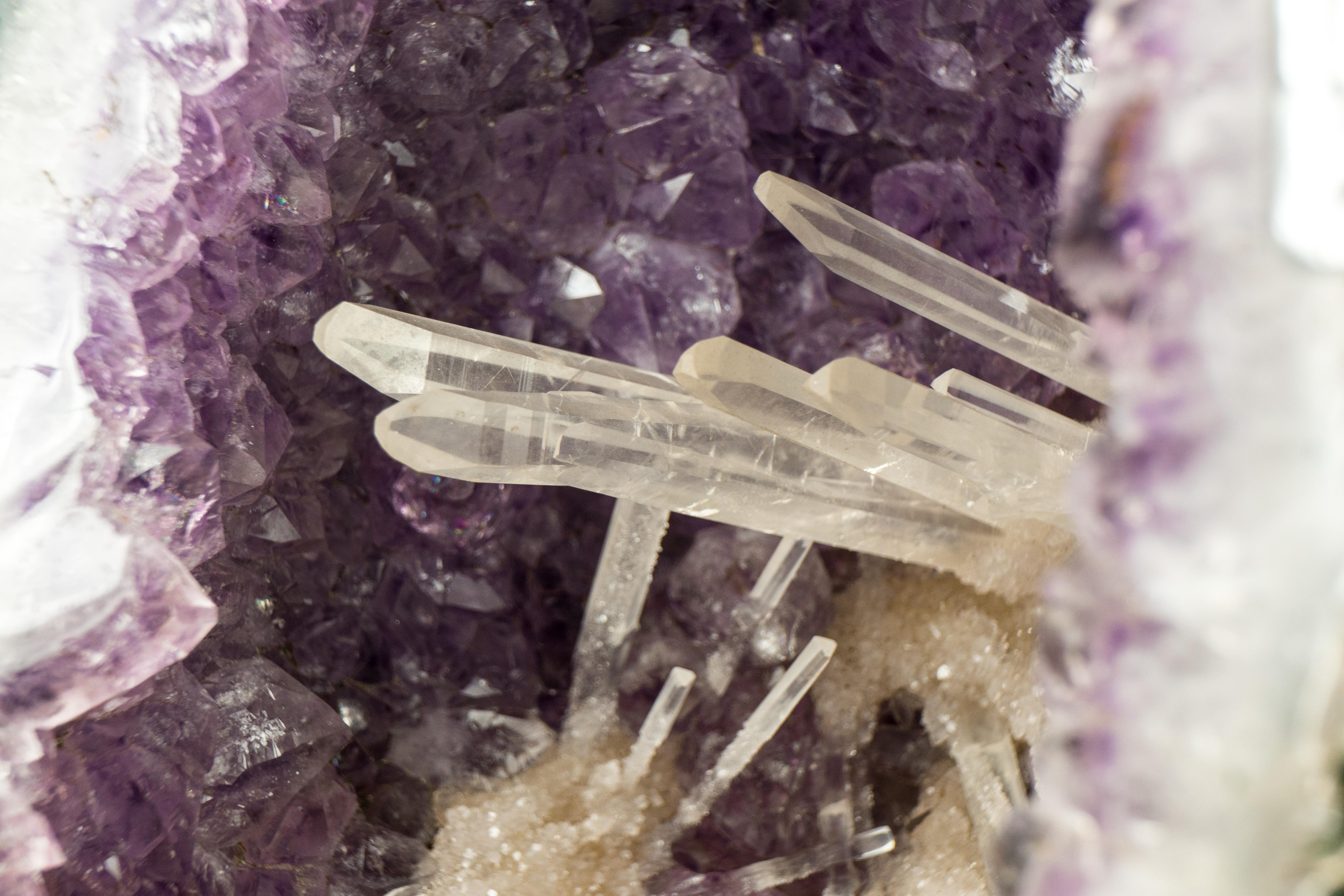 Rare, World-Class Calcite in Intact Amethyst Geode, A Natural Masterpiece For Sale 2