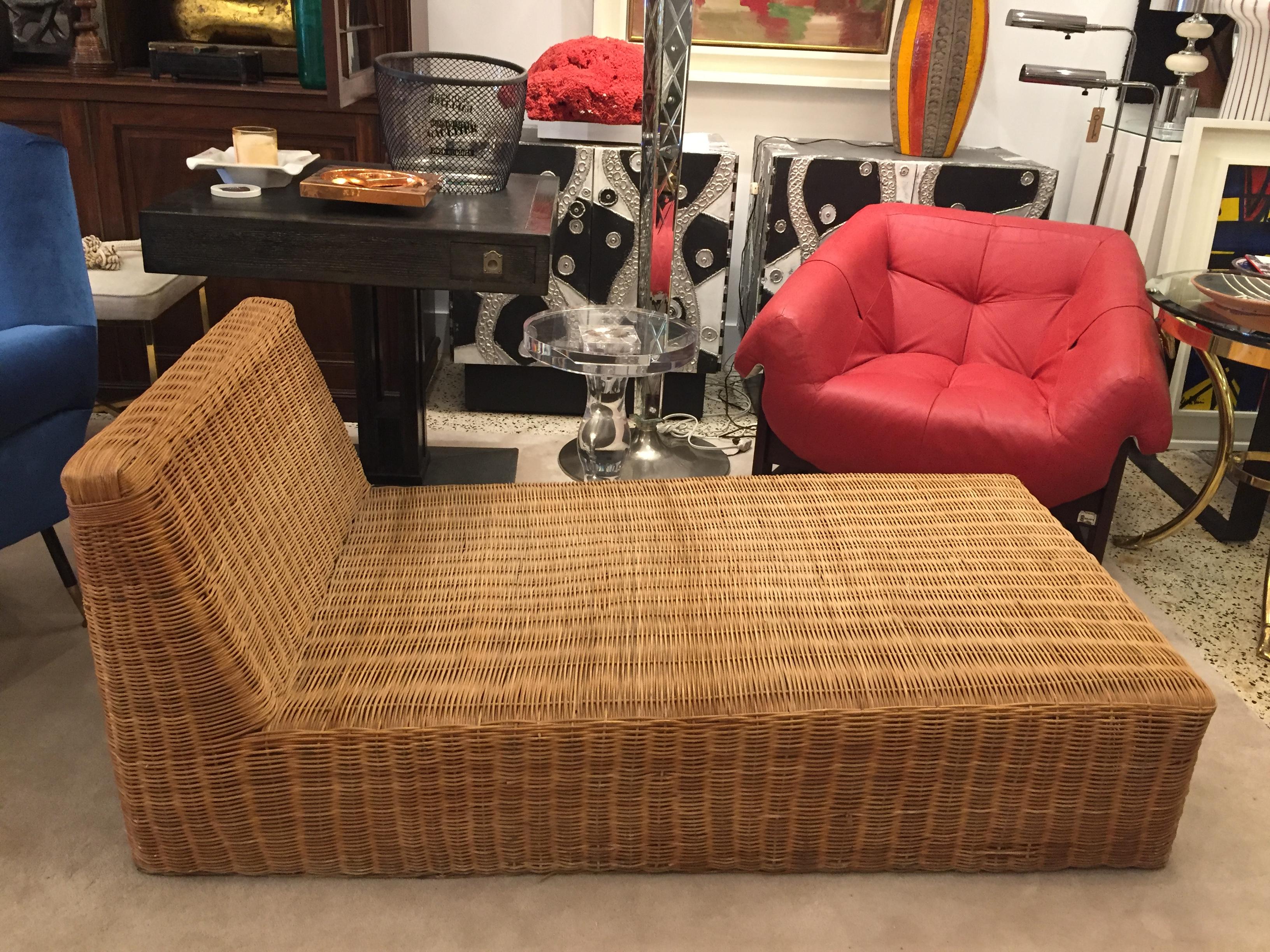 Late 20th Century Rare Woven Wicker Daybed