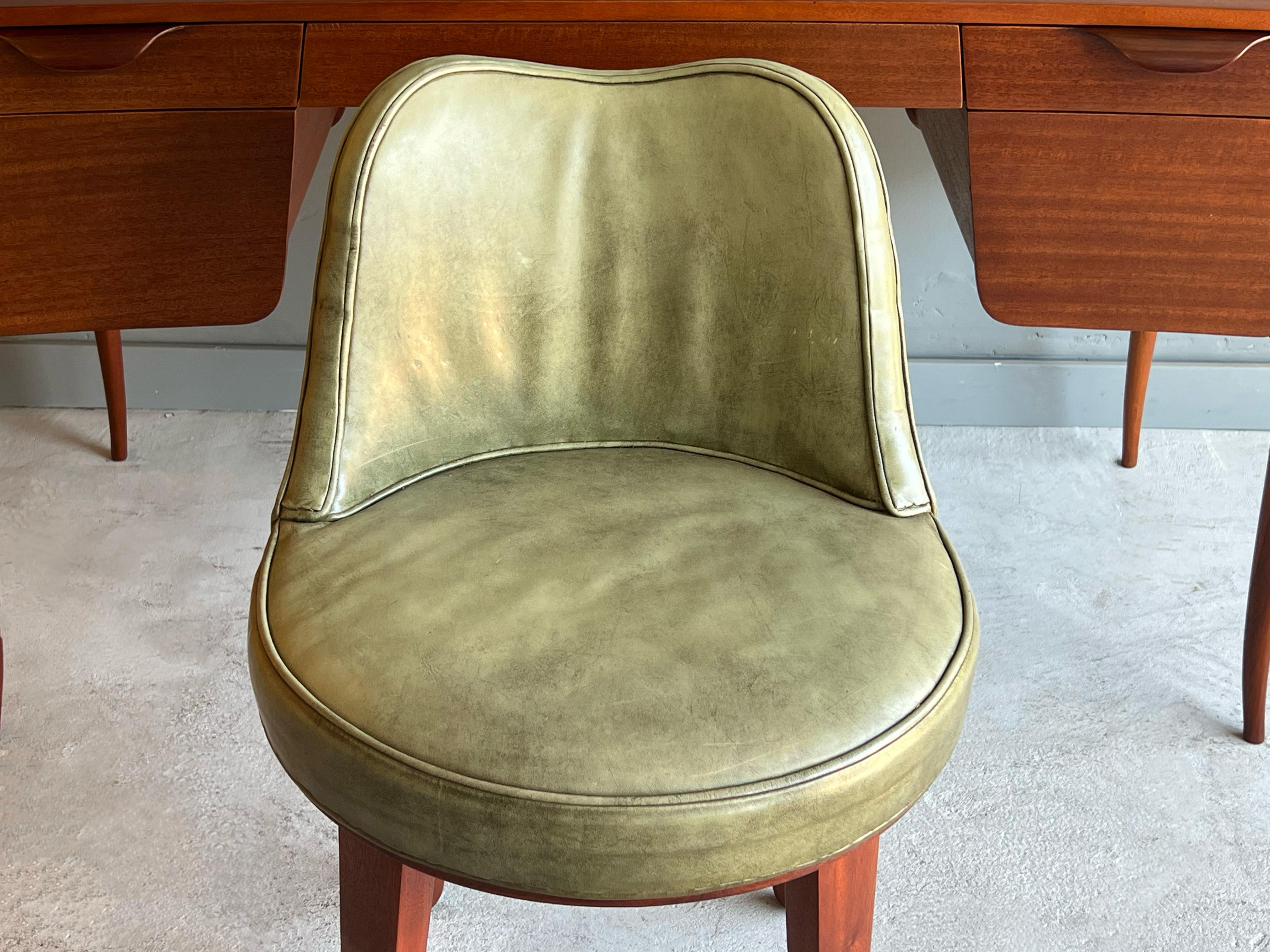Rare Writing Desk & Chair by Edward Wormley for Dunbar, Leather Top 7