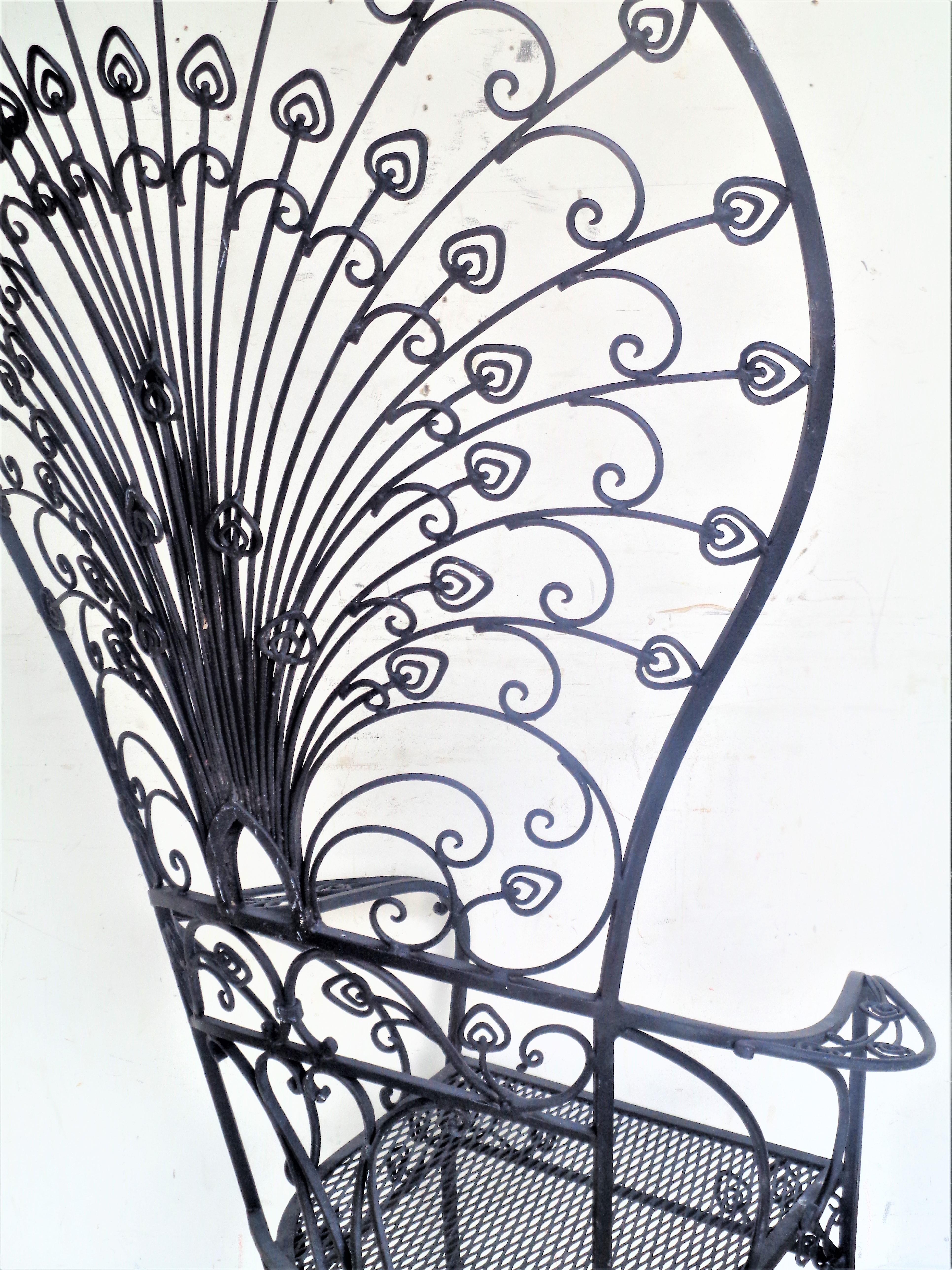  Rare Wrought Iron Peacock Chairs, JOHN SALTERINI SOLD / Florentine Craft Studio 1