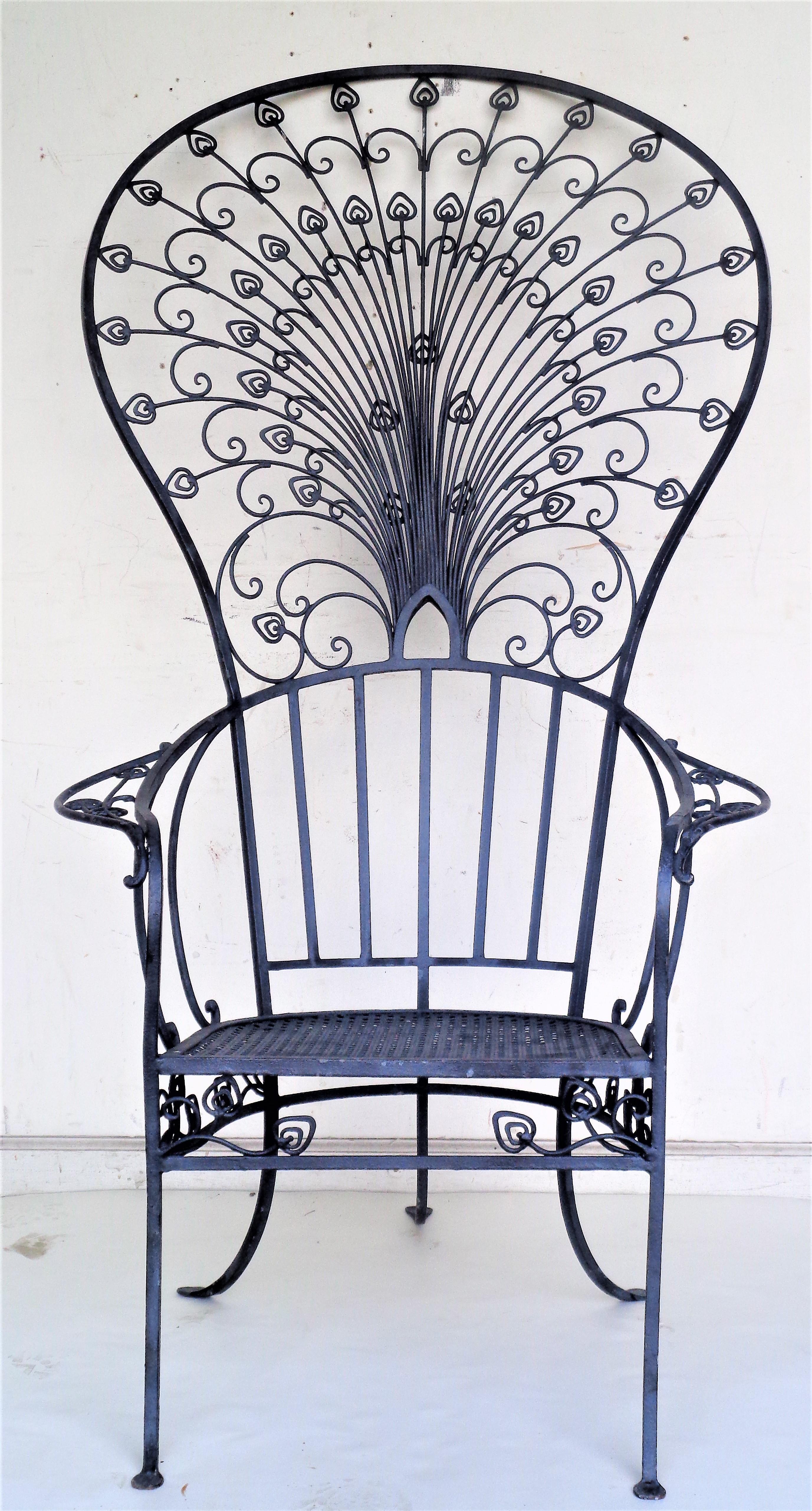  Rare Wrought Iron Peacock Chairs, JOHN SALTERINI SOLD / Florentine Craft Studio 2