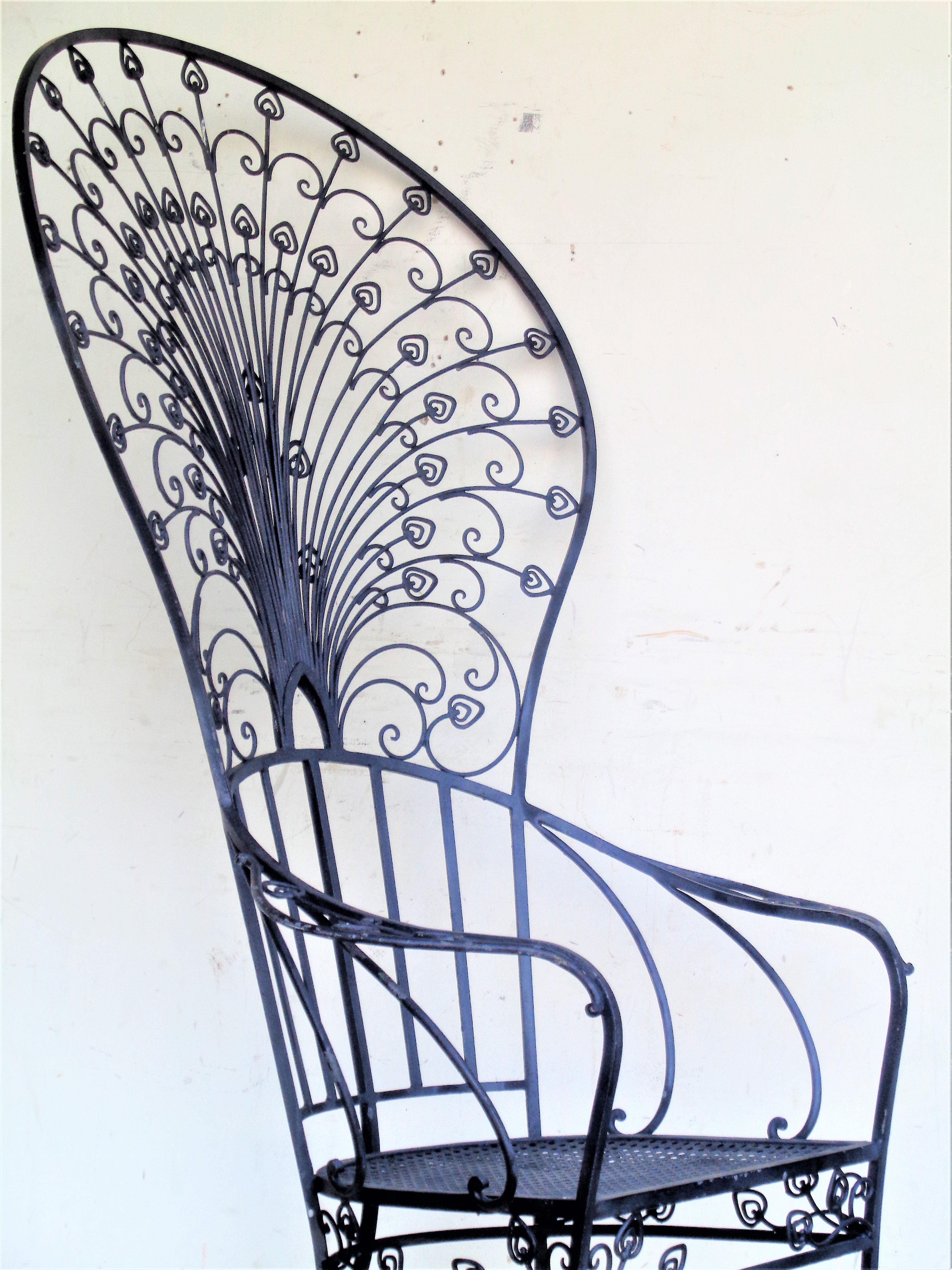  Rare Wrought Iron Peacock Chairs, JOHN SALTERINI SOLD / Florentine Craft Studio 5