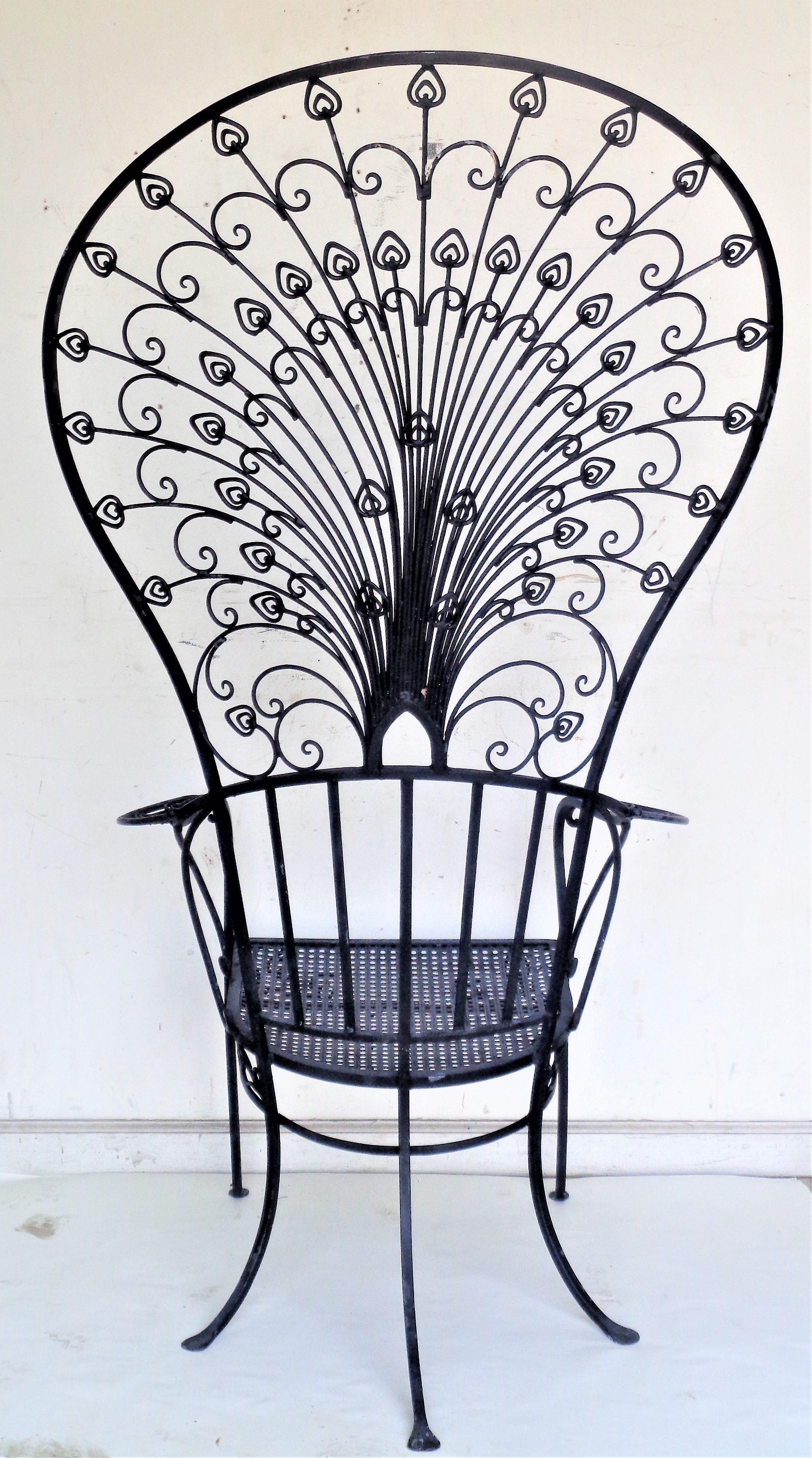  Rare Wrought Iron Peacock Chairs, JOHN SALTERINI SOLD / Florentine Craft Studio 7