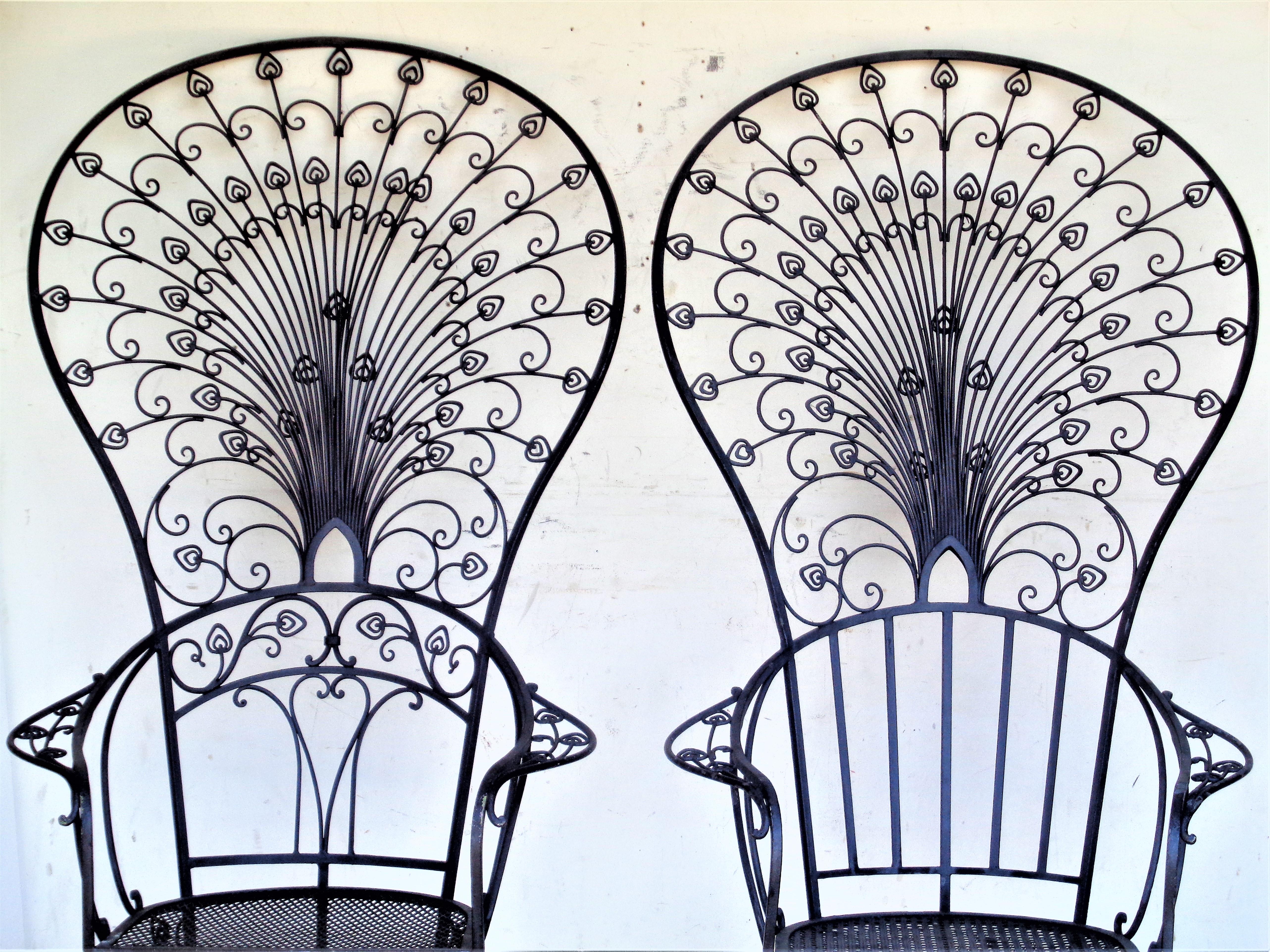  Rare Wrought Iron Peacock Chairs, JOHN SALTERINI SOLD / Florentine Craft Studio 9