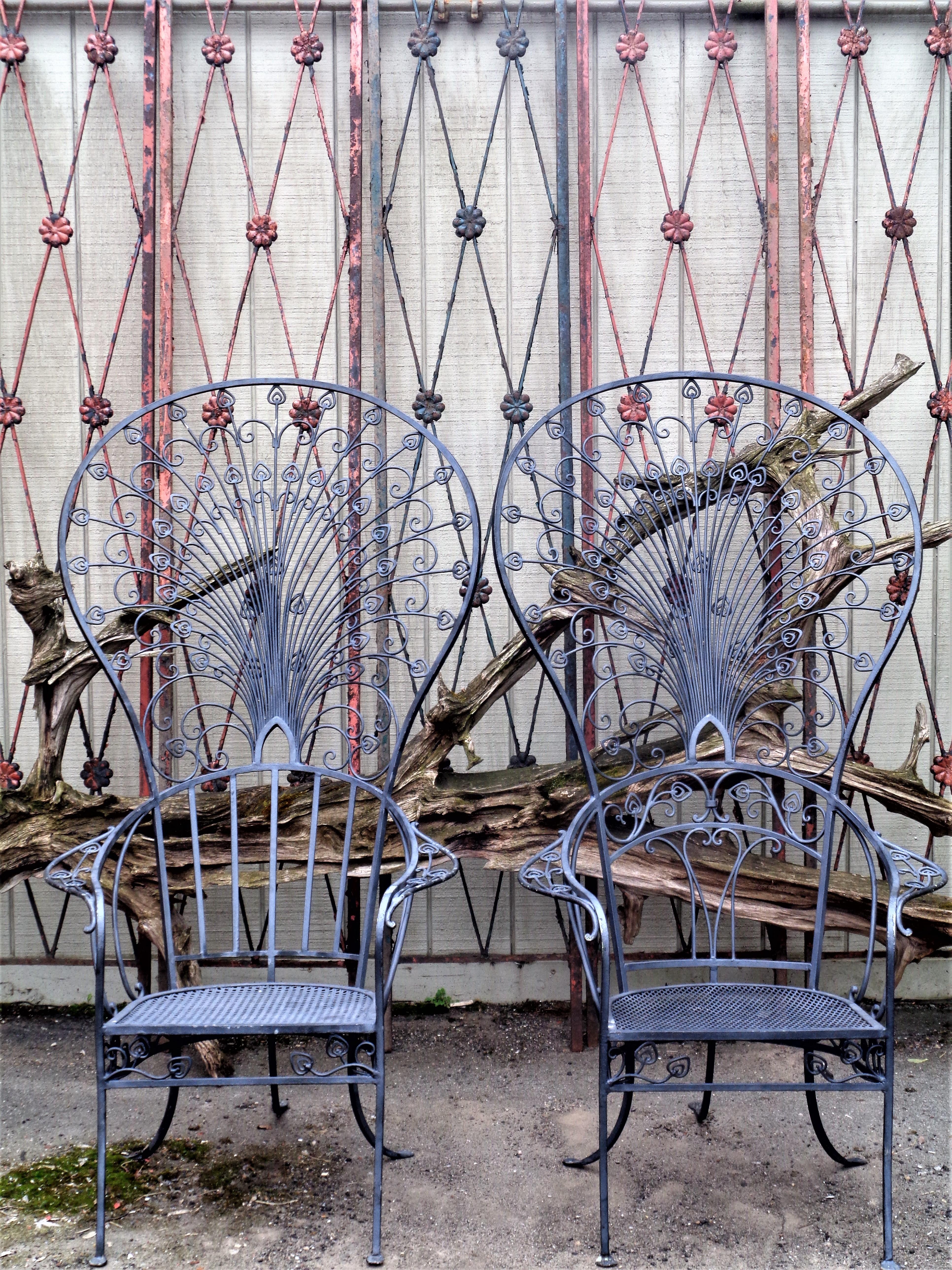  Rare Wrought Iron Peacock Chairs, JOHN SALTERINI SOLD / Florentine Craft Studio 11