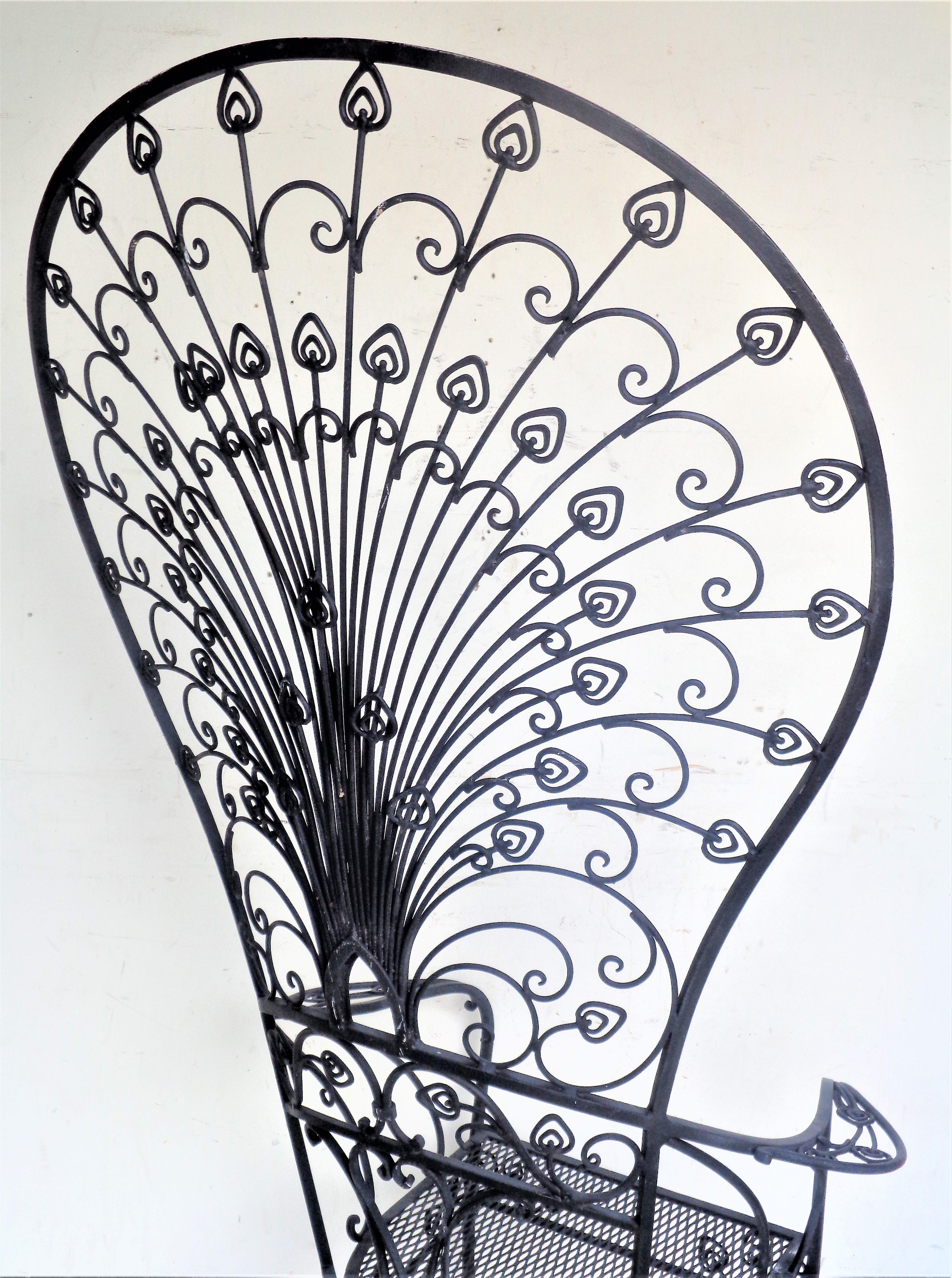 20th Century  Rare Wrought Iron Peacock Chairs, JOHN SALTERINI SOLD / Florentine Craft Studio