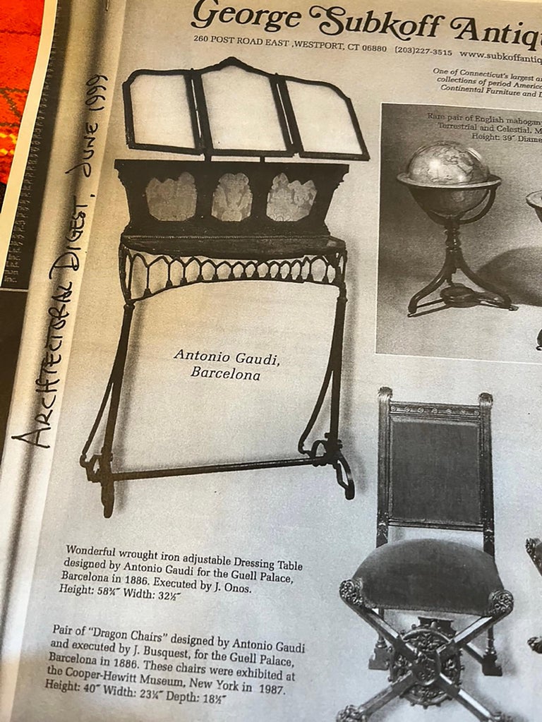 Rare Wrought Iron Vanity by Antoni Gaudi For Sale at 1stDibs