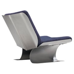 Rare Xavier Féal Lounge Chair in Brushed Steel