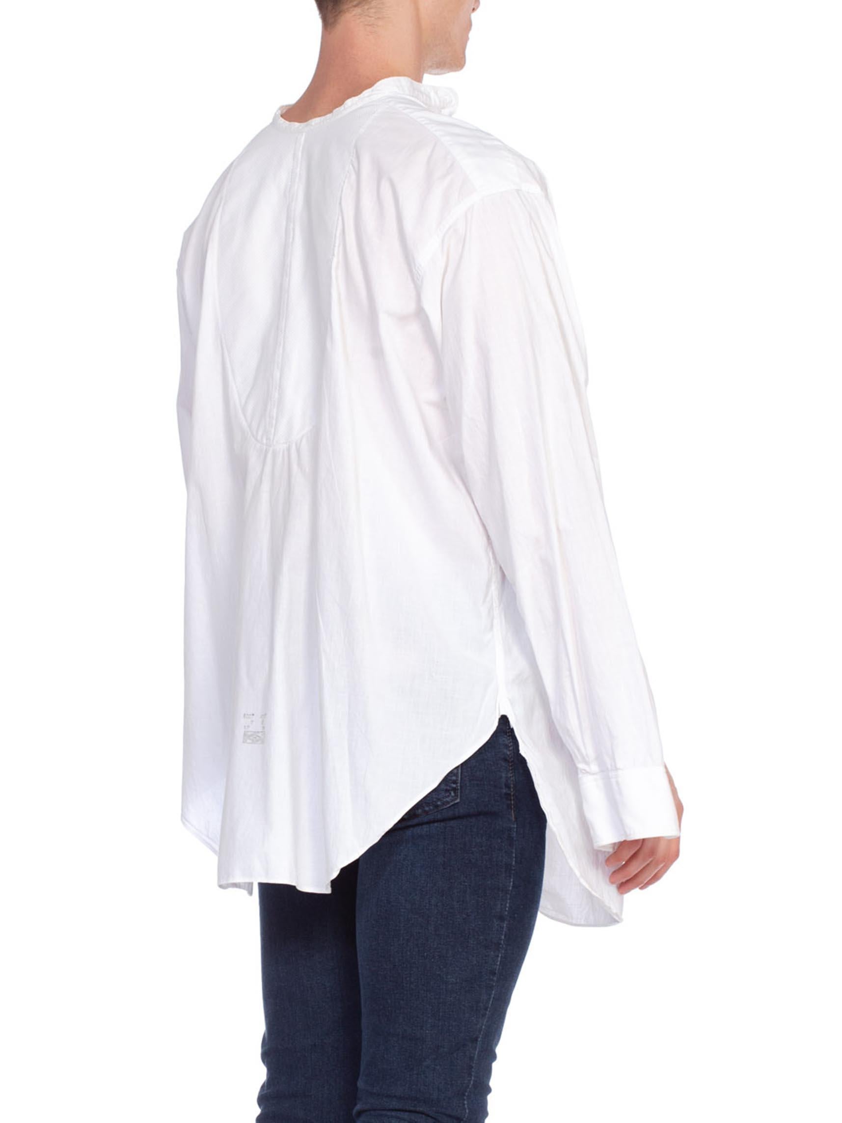 Gray 1930S White Organic Cotton Rare Men's Antique Formal Shirt (Size 17