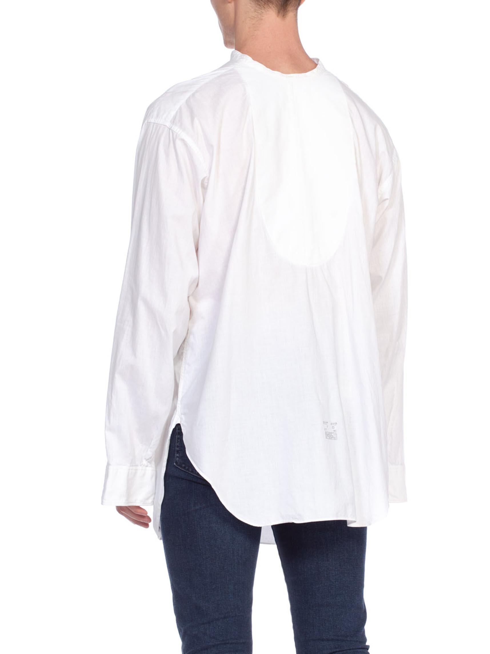 1930S White Organic Cotton Rare Men's Antique Formal Shirt (Size 17