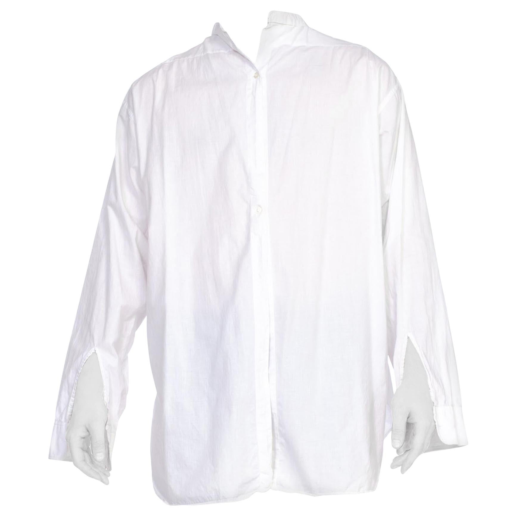 1930S White Organic Cotton Rare Men's Antique Formal Shirt (Size 17", 36")