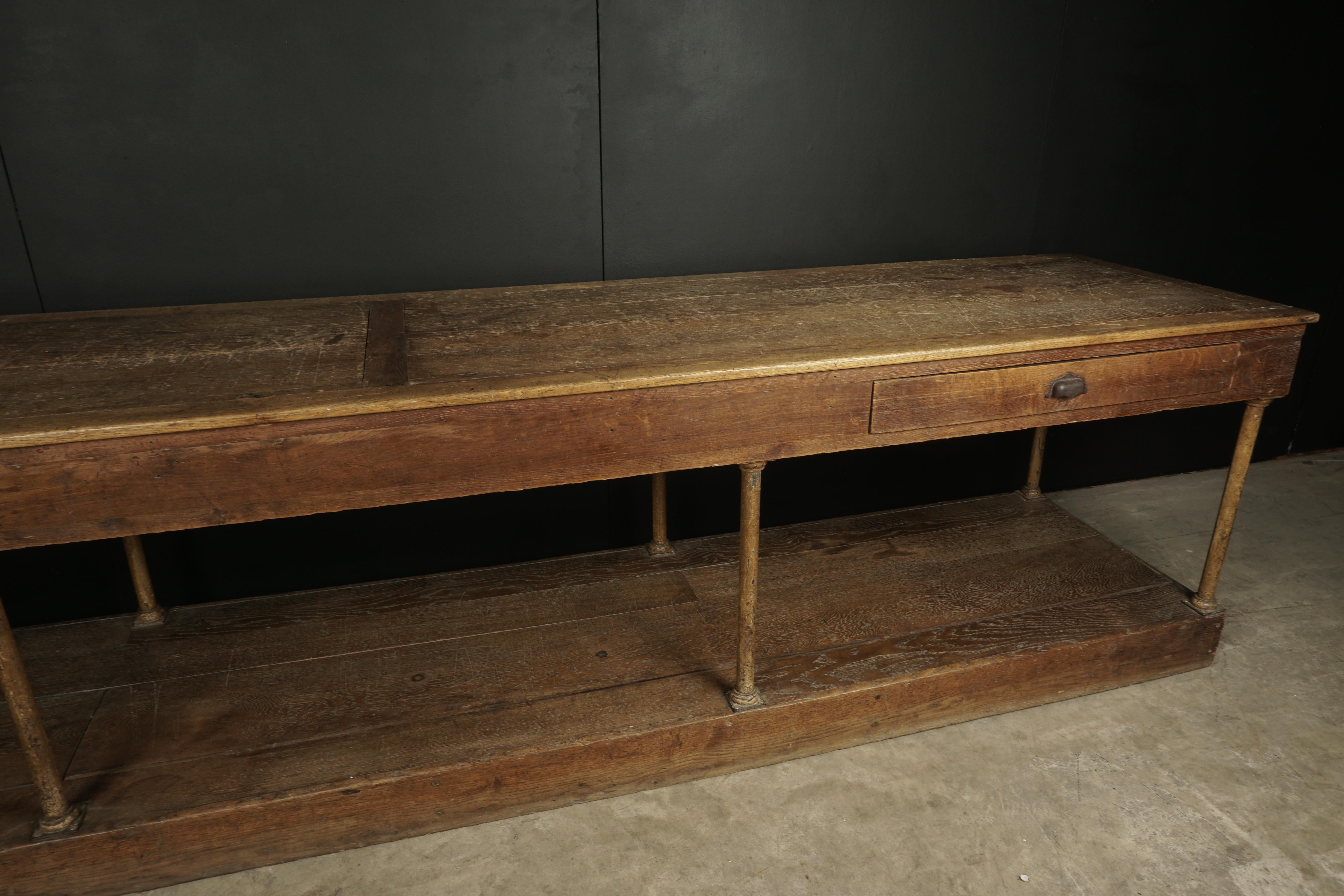 Rare Extra Large Oak Console from France, circa 1900 In Good Condition In Nashville, TN