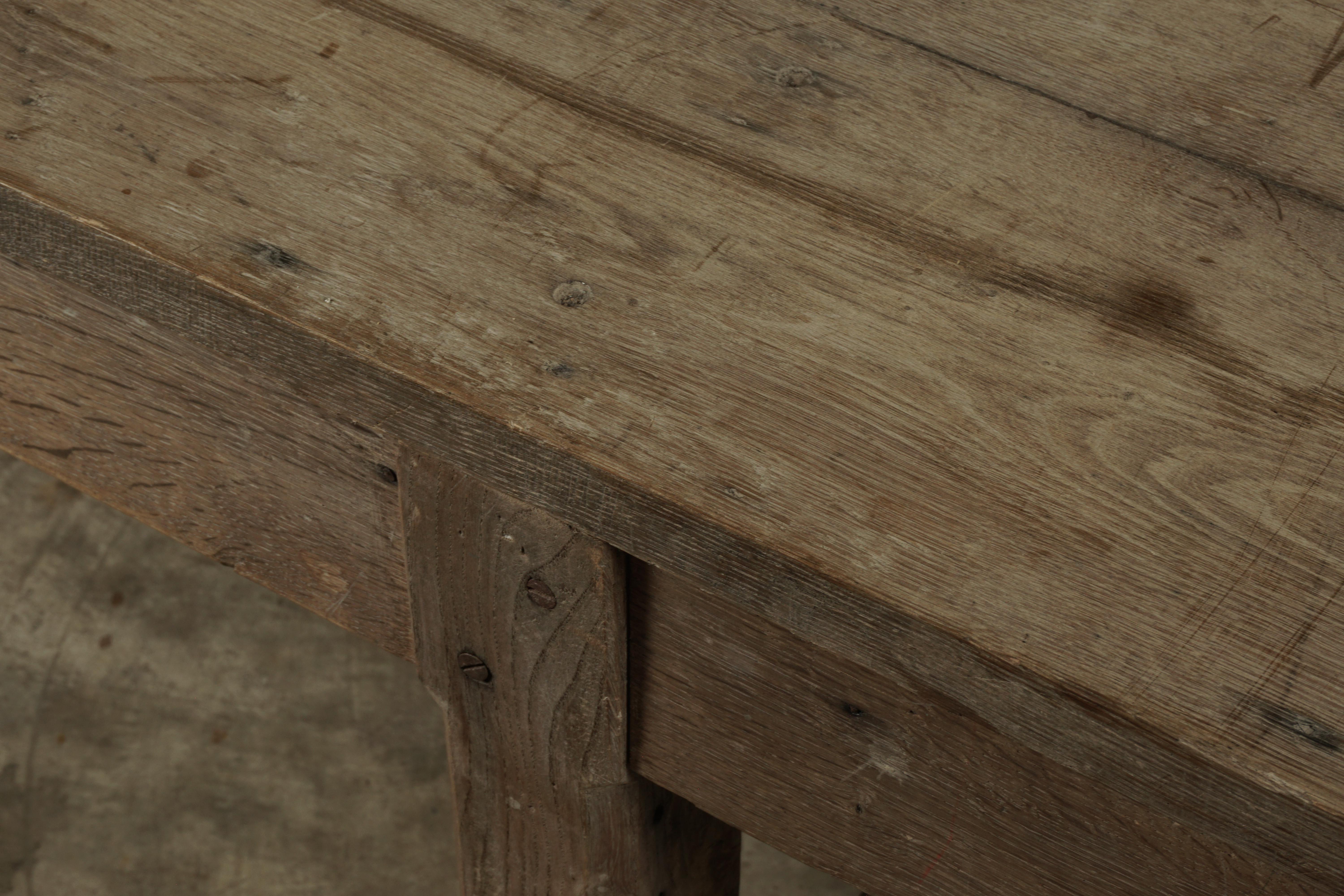 Rare Very Large Solid Oak Dining Table from France, circa 1920 1