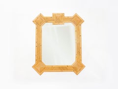 Rare Extra Large Rattan Bamboo Mirror Maurizio Mariani for Vivai del Sud Roma