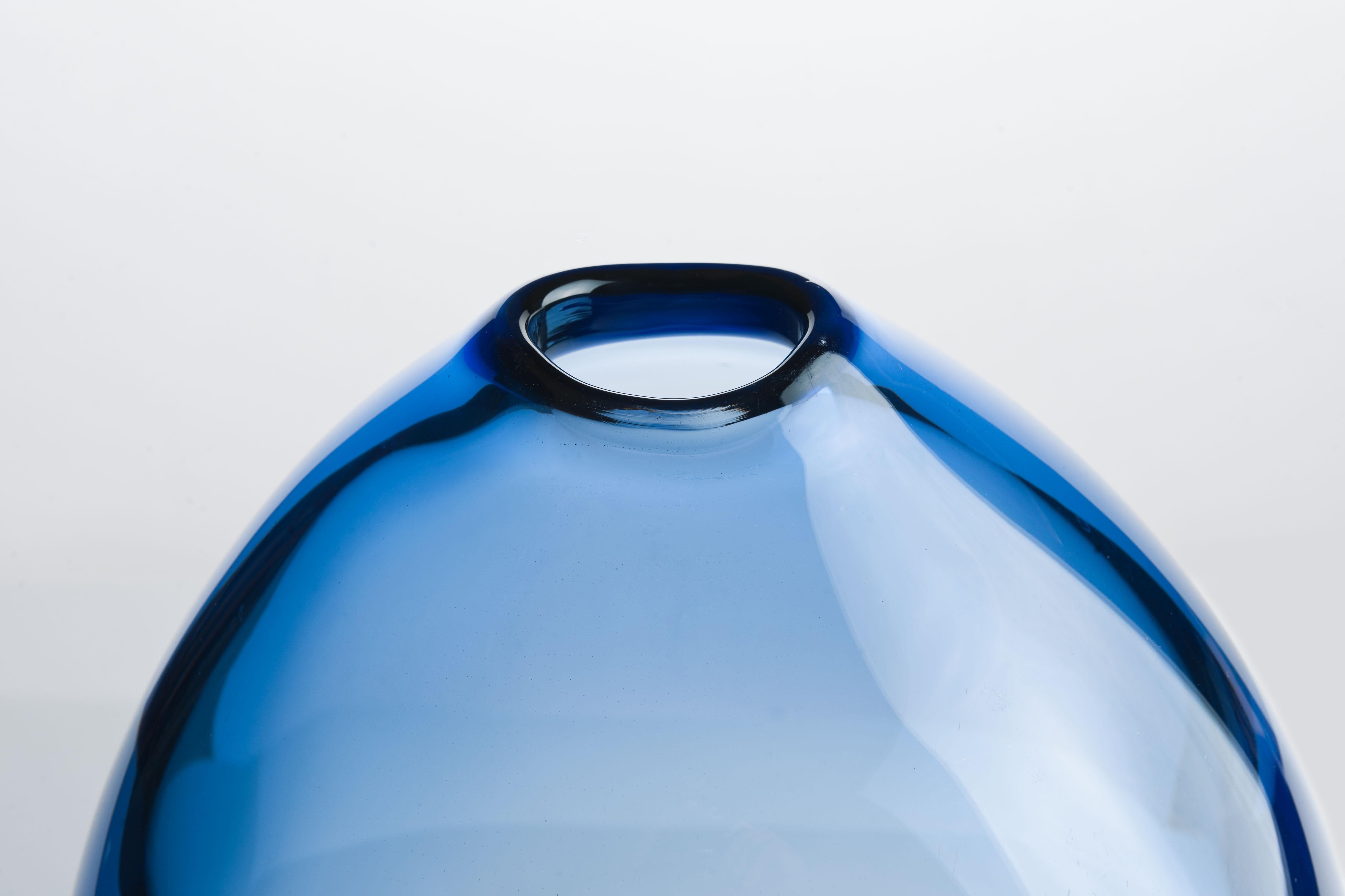 Danish Rare XL Sapphire Blue 'Dråbe' /Drop Vase by Per Lütken, Holmegaard from 1959 For Sale